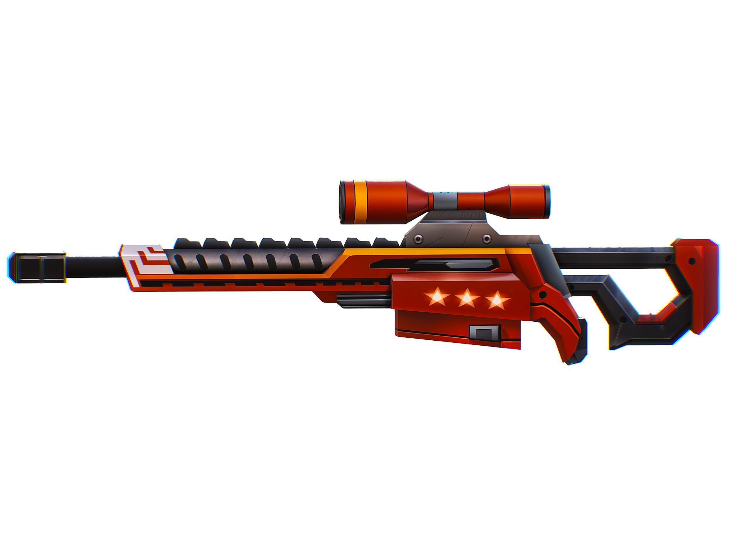 LowPoly Cartoon Sci-Fi Sniper Rifle Future Low-poly 3D model_9