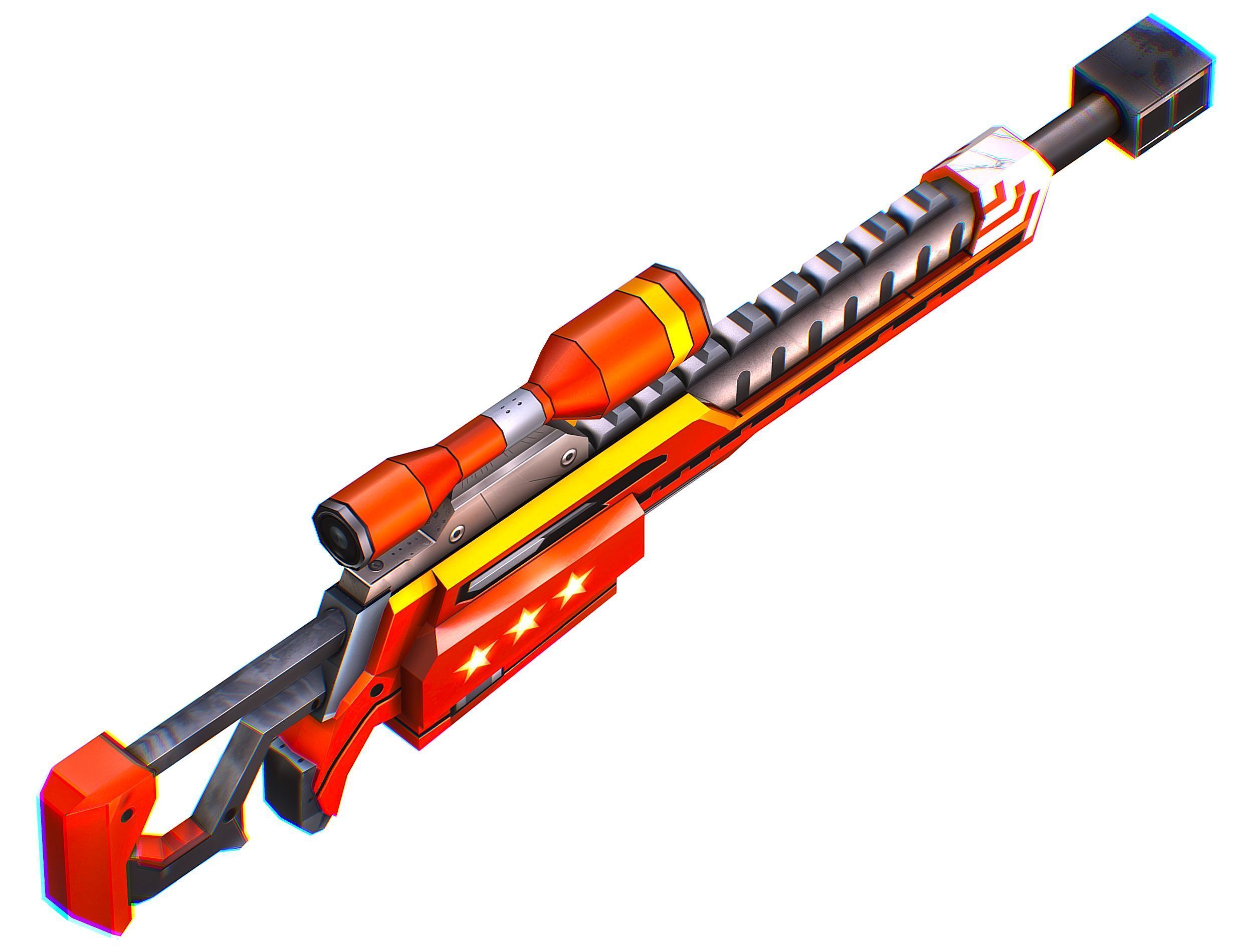 LowPoly Cartoon Sci-Fi Sniper Rifle Future Low-poly 3D model_22