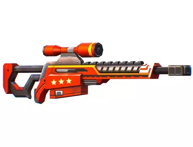 LowPoly Cartoon Sci-Fi Sniper Rifle Future Low-poly 3D model