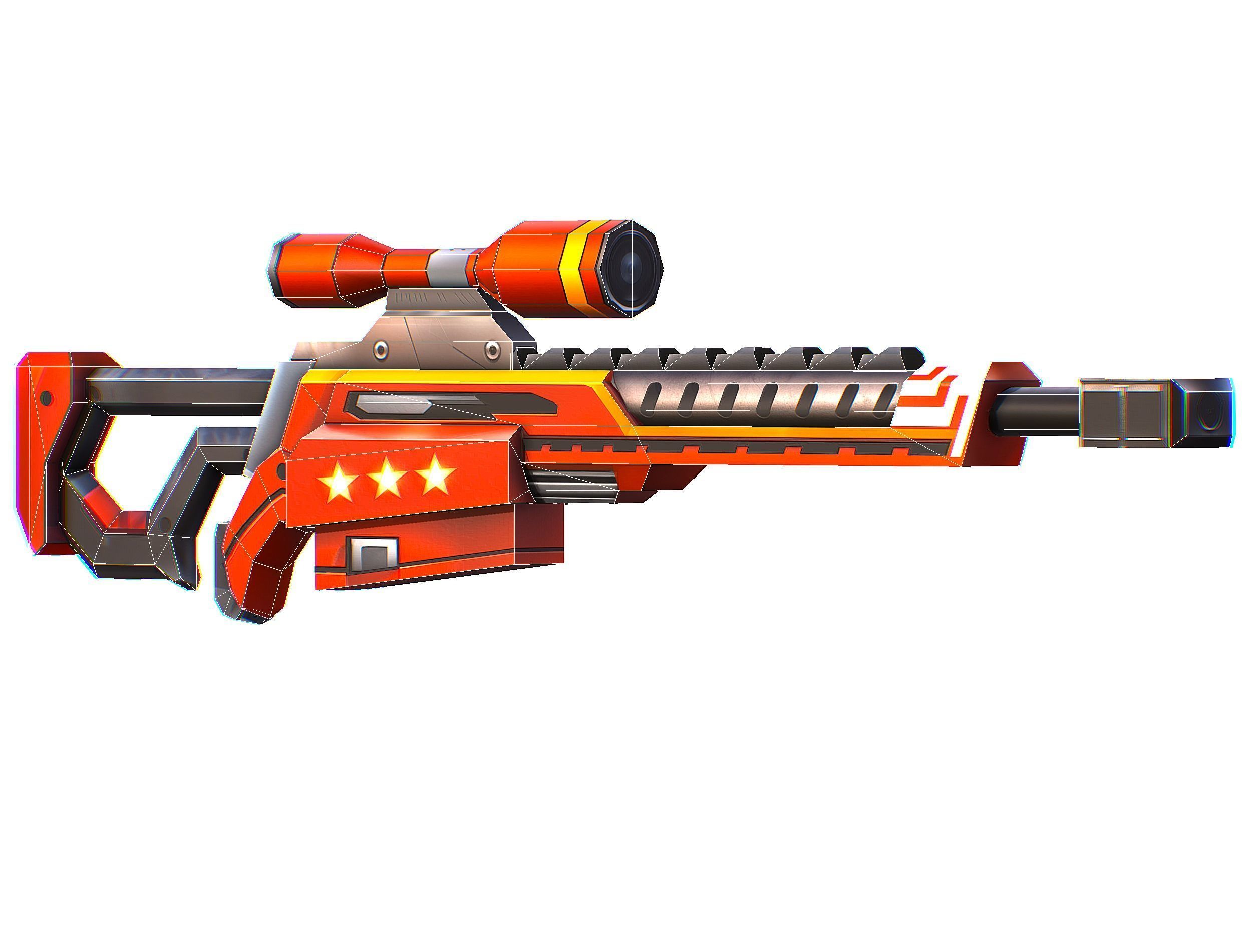 LowPoly Cartoon Sci-Fi Sniper Rifle Future Low-poly 3D model_29