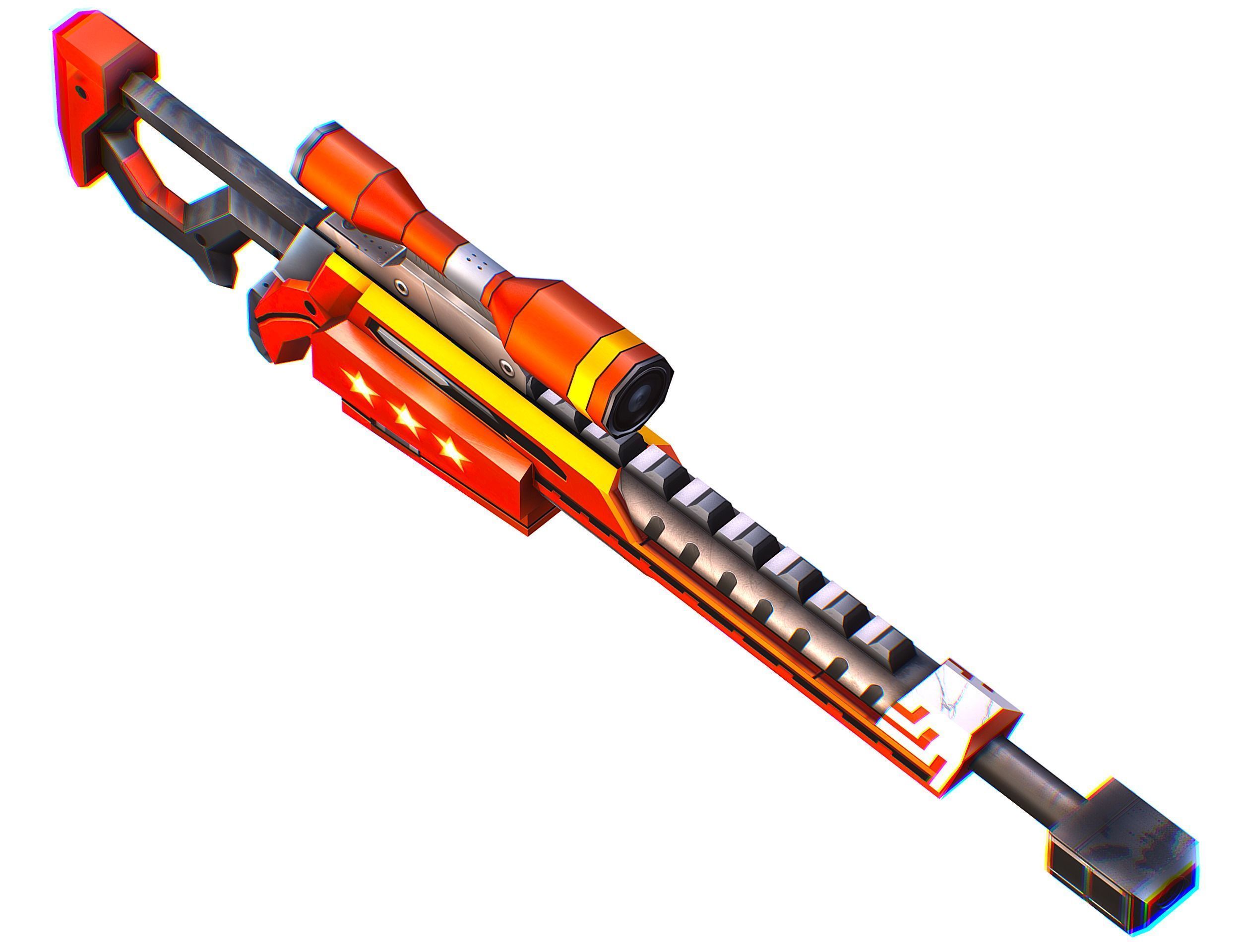 LowPoly Cartoon Sci-Fi Sniper Rifle Future Low-poly 3D model_19