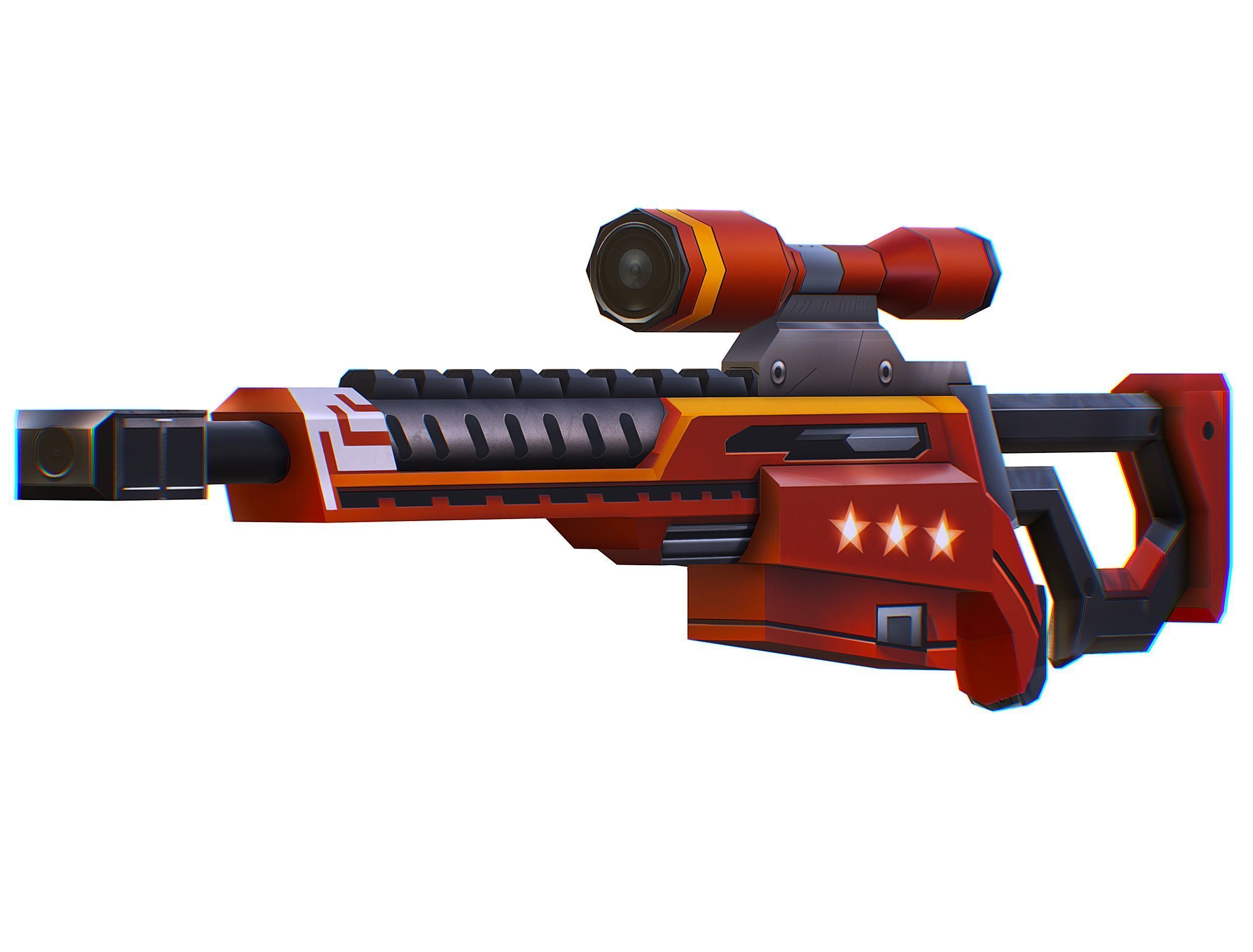 LowPoly Cartoon Sci-Fi Sniper Rifle Future Low-poly 3D model_7