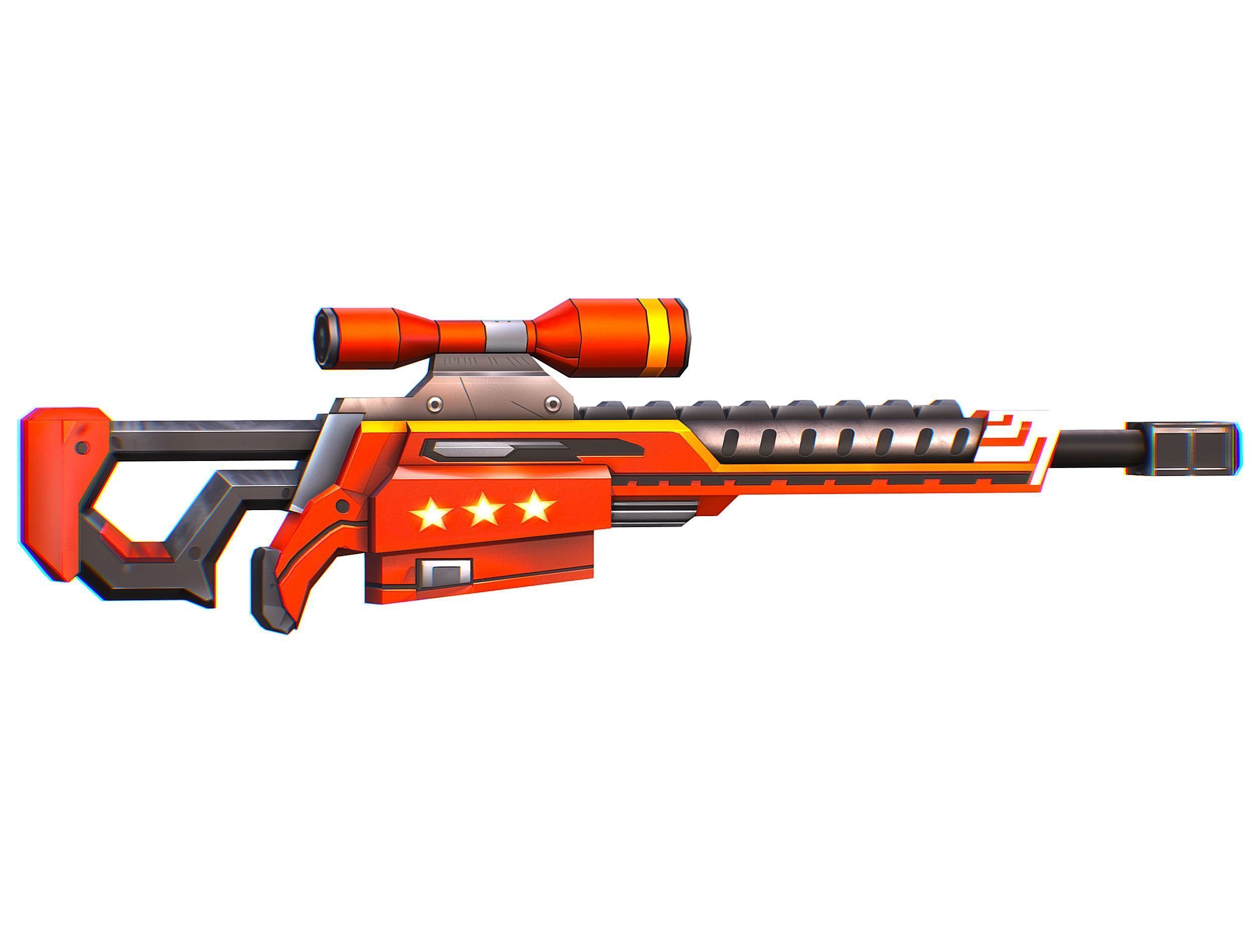 LowPoly Cartoon Sci-Fi Sniper Rifle Future Low-poly 3D model_17