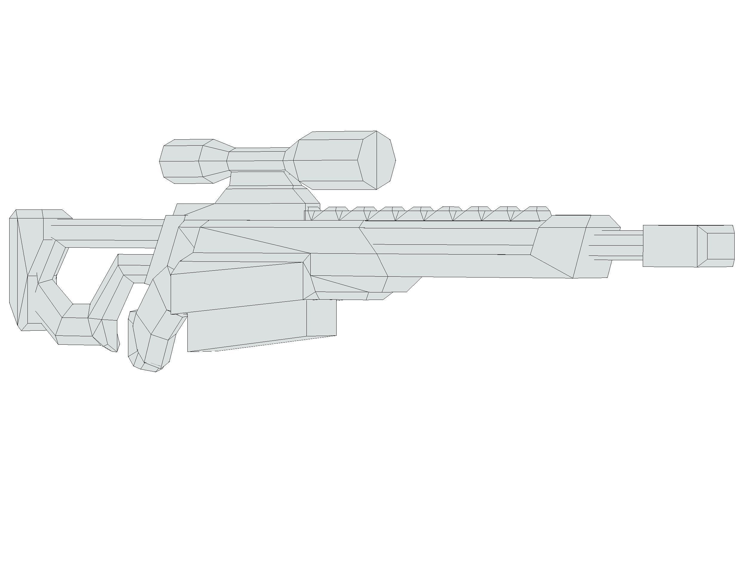 LowPoly Cartoon Sci-Fi Sniper Rifle Future Low-poly 3D model_32