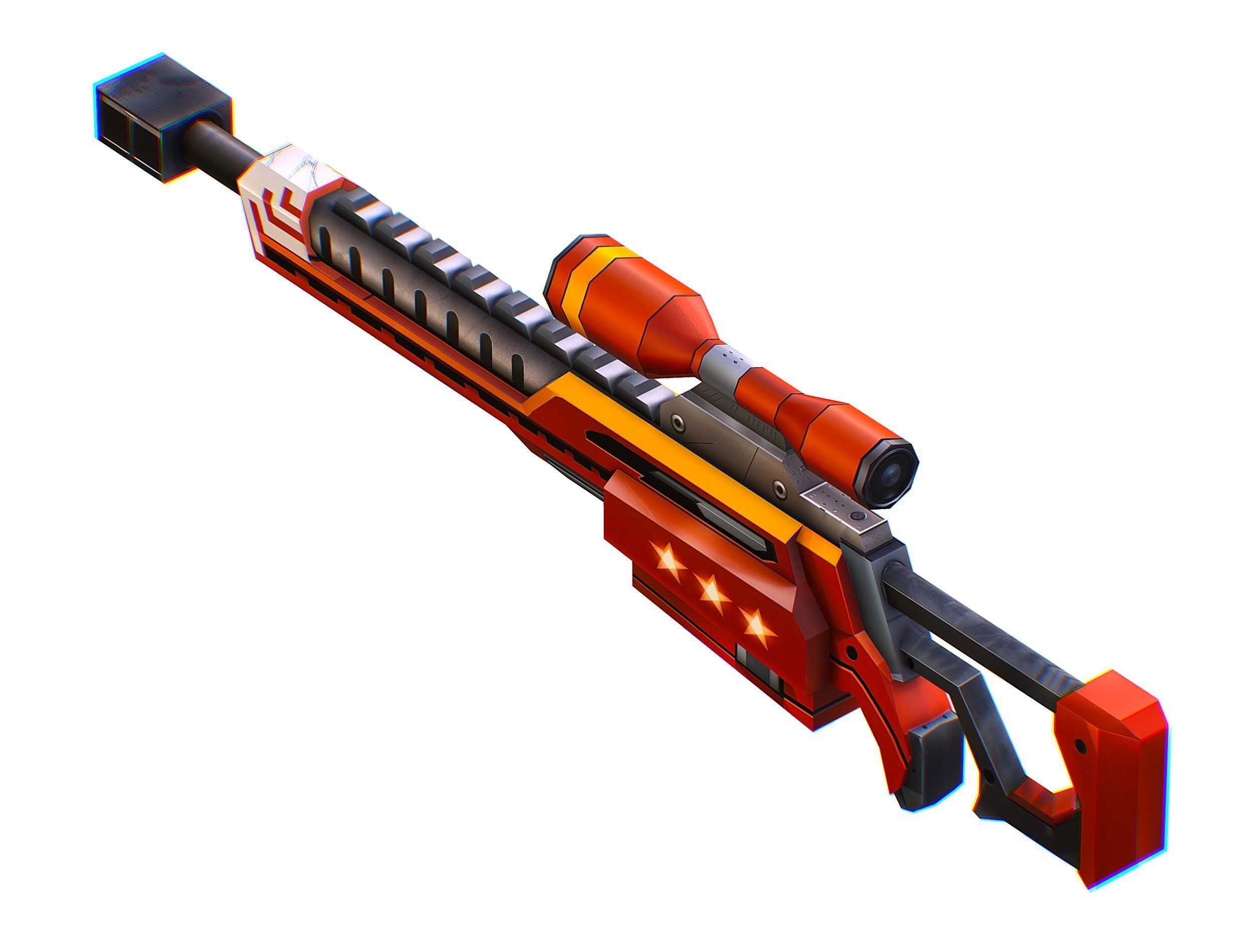 LowPoly Cartoon Sci-Fi Sniper Rifle Future Low-poly 3D model_21