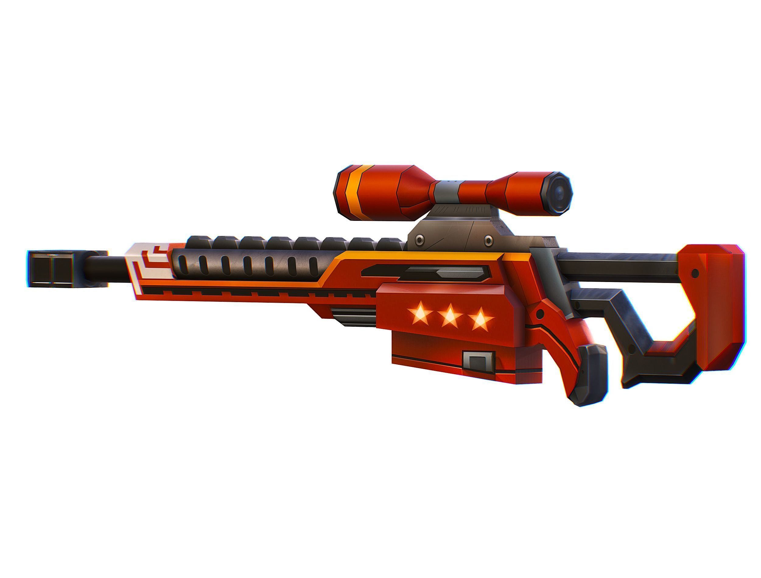 LowPoly Cartoon Sci-Fi Sniper Rifle Future Low-poly 3D model_11