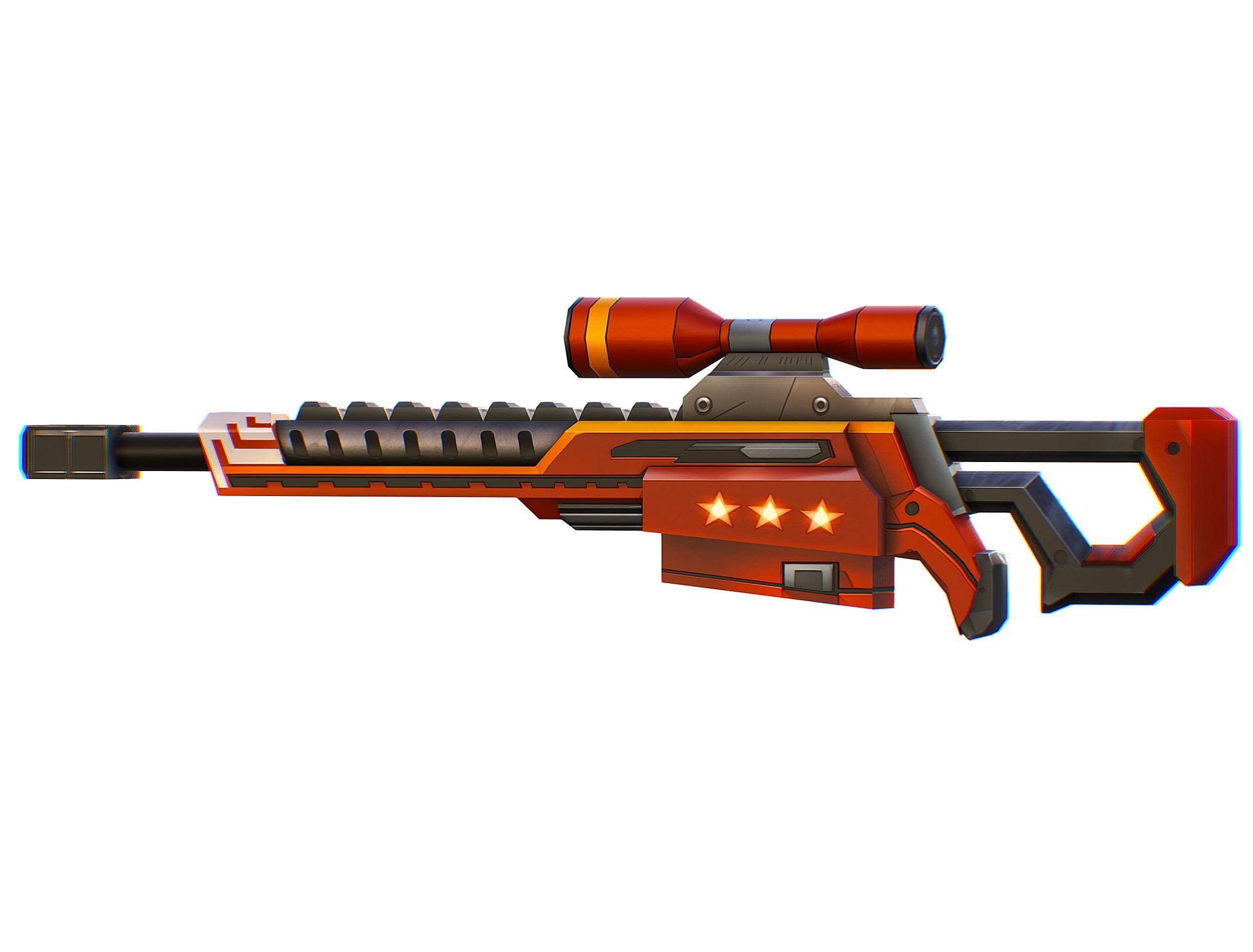 LowPoly Cartoon Sci-Fi Sniper Rifle Future Low-poly 3D model_10