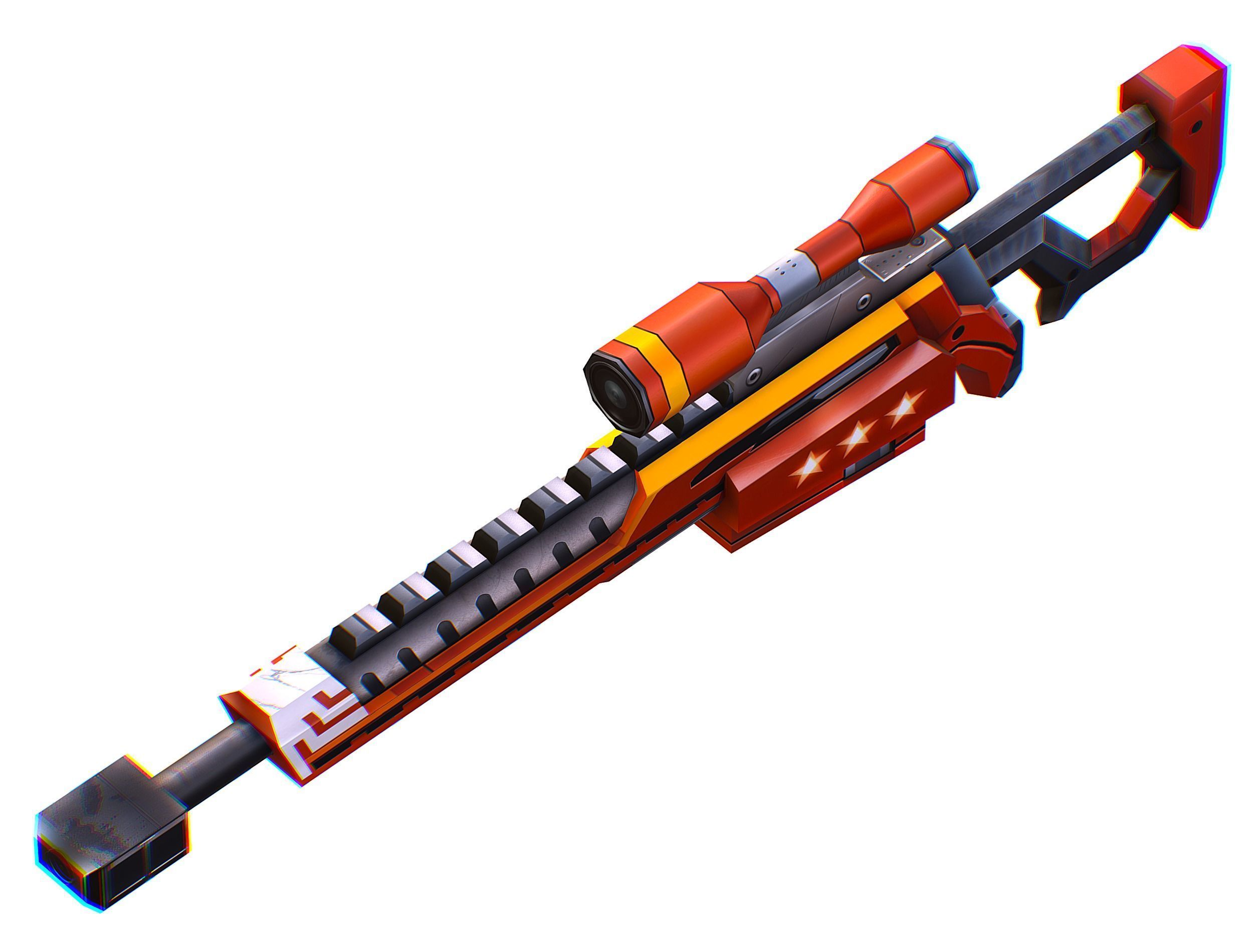 LowPoly Cartoon Sci-Fi Sniper Rifle Future Low-poly 3D model_20