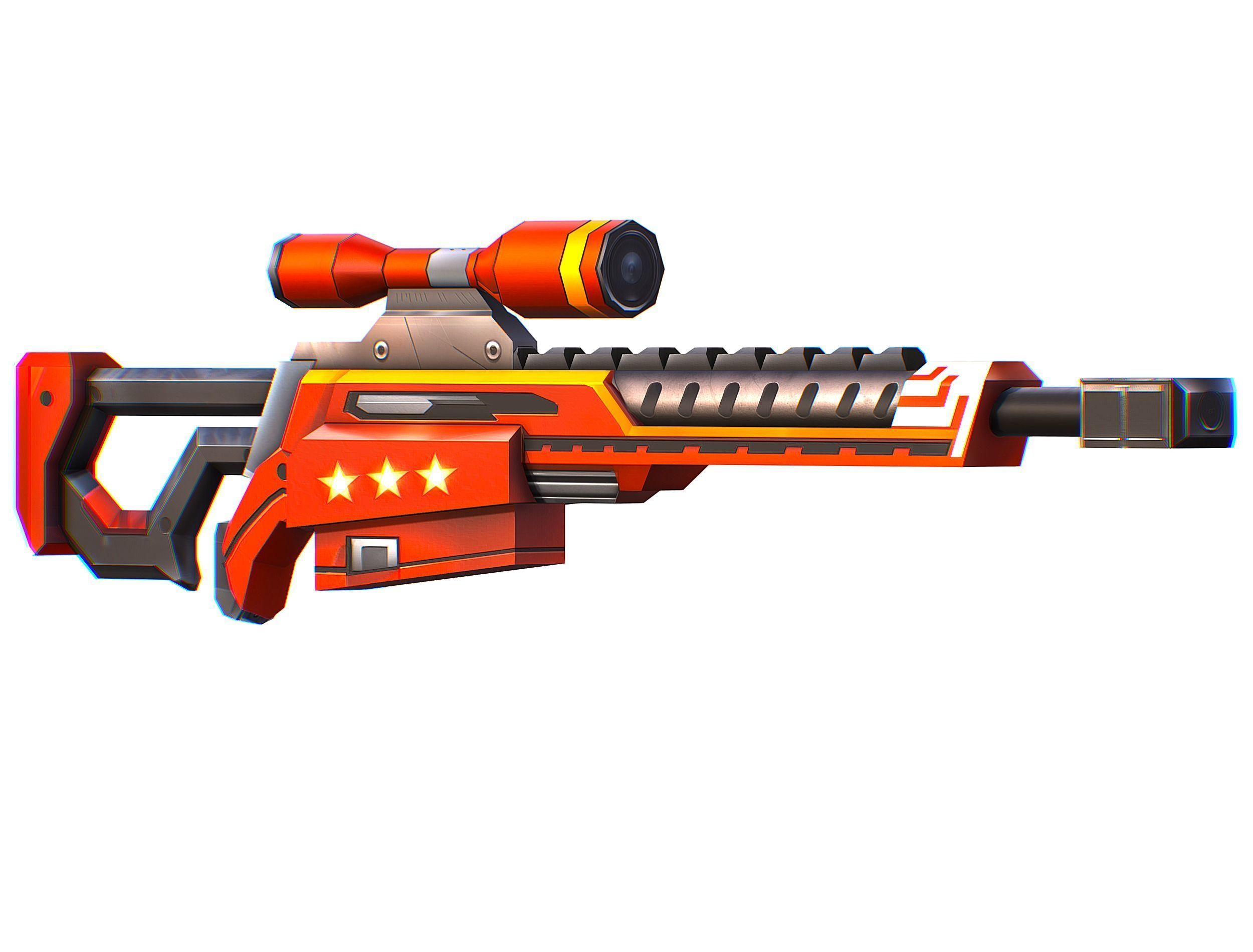 LowPoly Cartoon Sci-Fi Sniper Rifle Future Low-poly 3D model_28