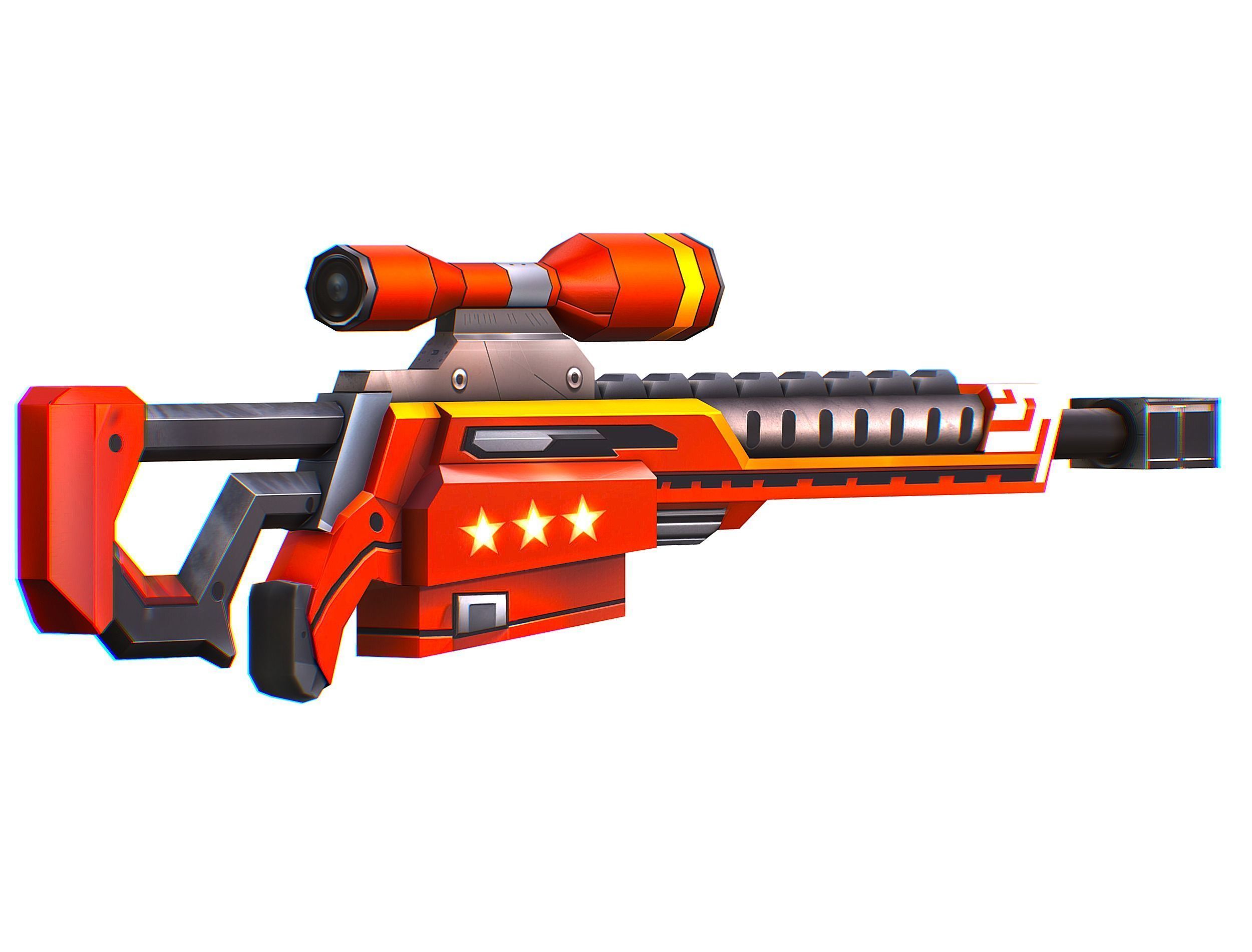 LowPoly Cartoon Sci-Fi Sniper Rifle Future Low-poly 3D model_16