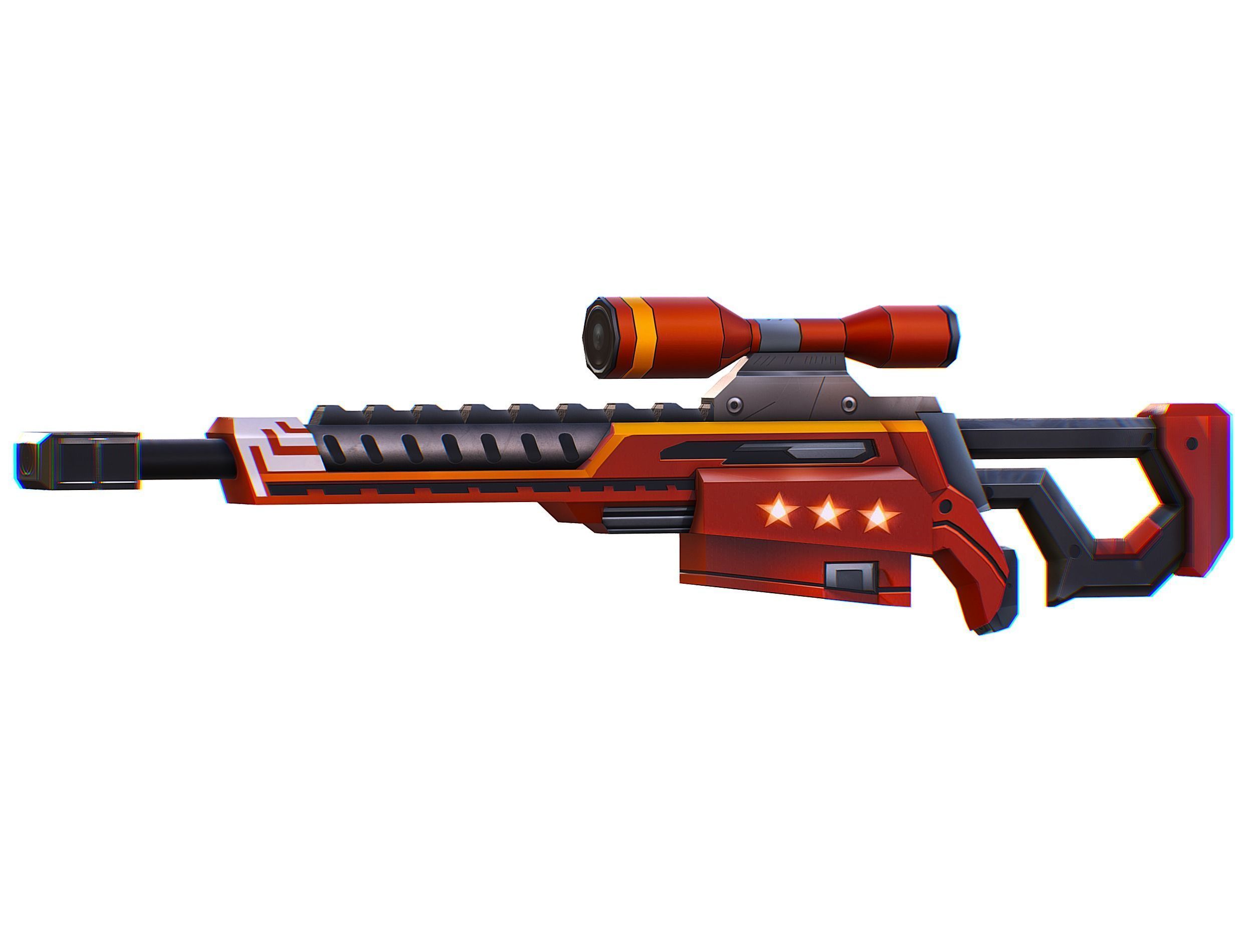 LowPoly Cartoon Sci-Fi Sniper Rifle Future Low-poly 3D model_8