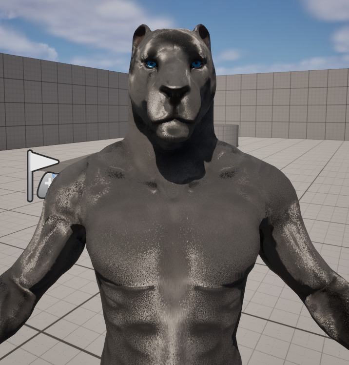 Black Panther Humanoid Creature Dynamic flat Fur texture Low-poly 3D model_4