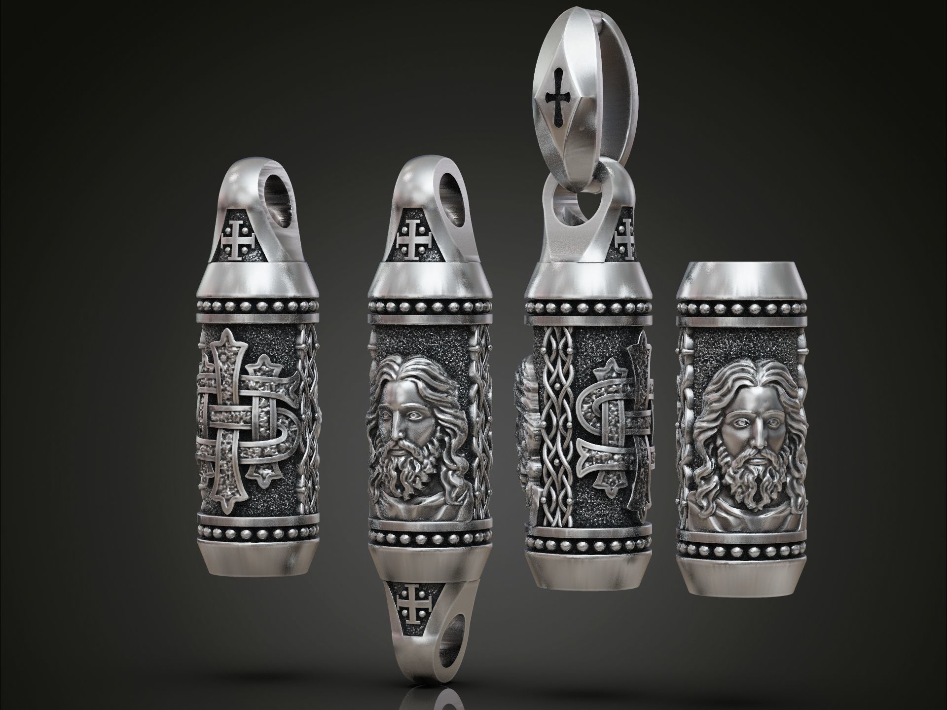 Rope bead tube  chain Jesus Christogram 3D print model_3