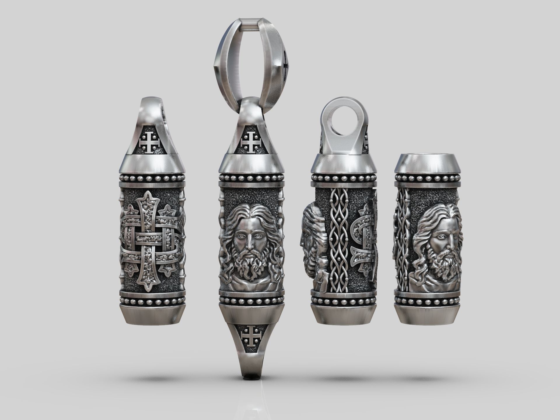 Rope bead tube  chain Jesus Christogram 3D print model_5