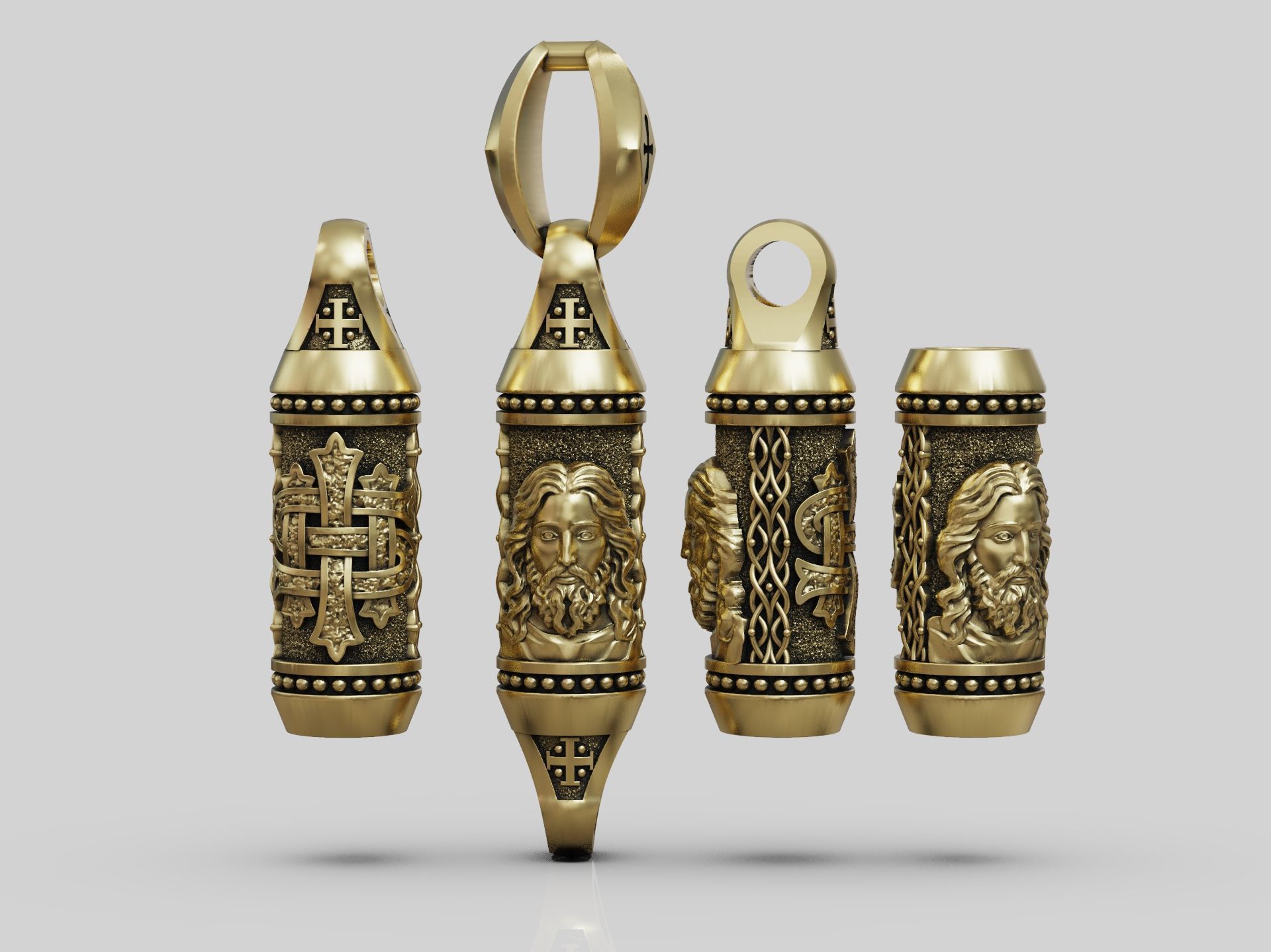 Rope bead tube  chain Jesus Christogram 3D print model_4