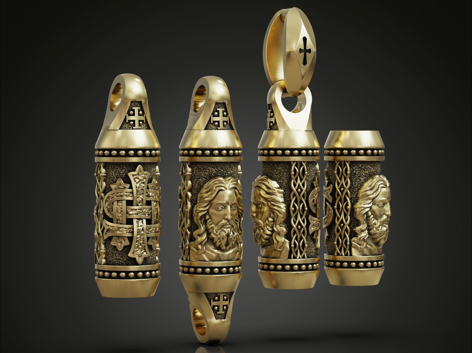 Rope bead tube  chain Jesus Christogram 3D print model_2