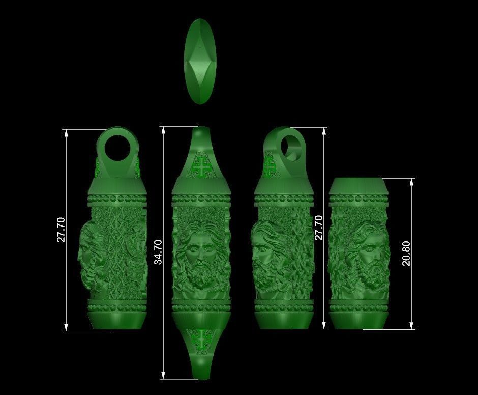 Rope bead tube  chain Jesus Christogram 3D print model_7