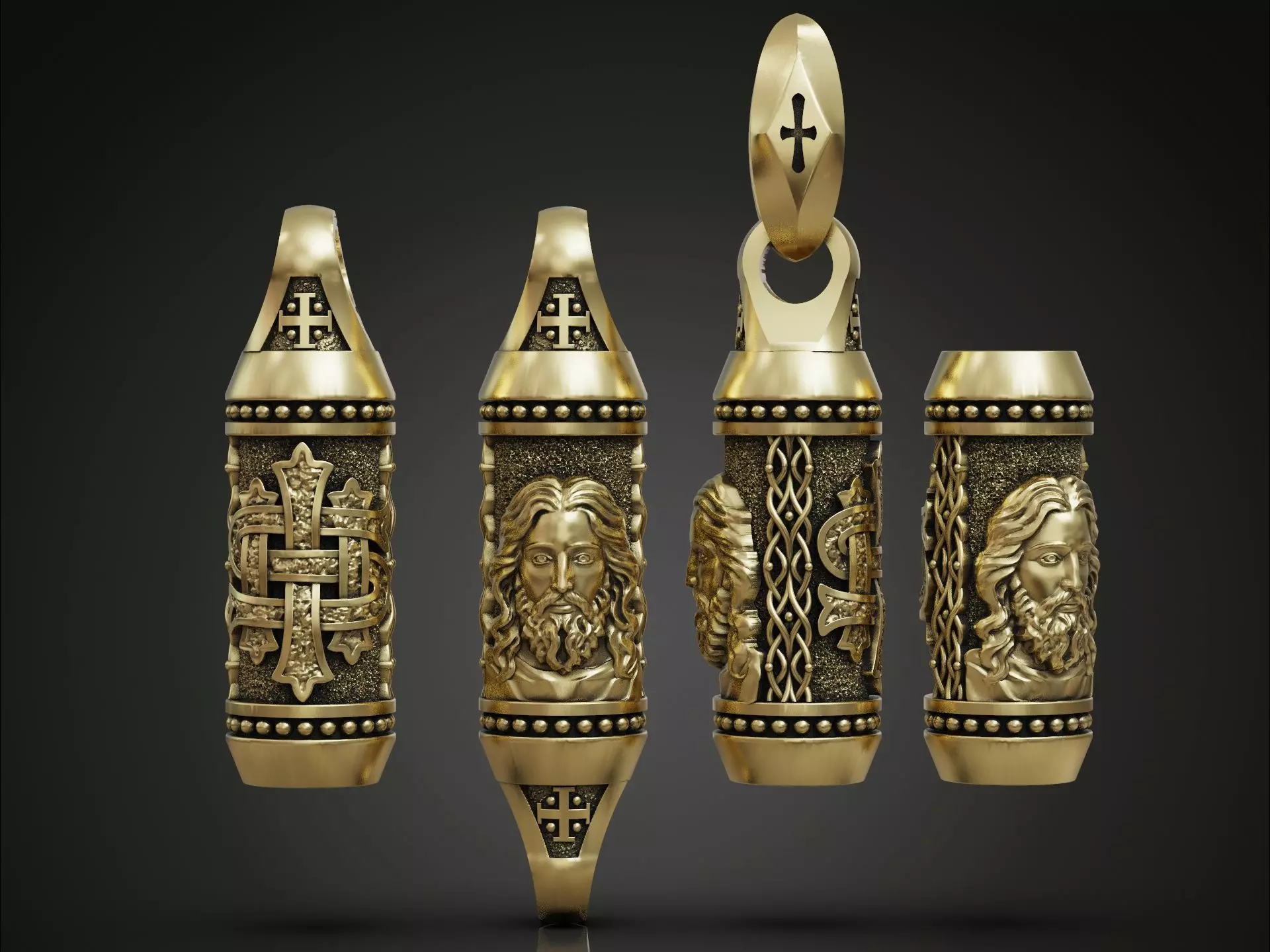 Rope bead tube  chain Jesus Christogram 3D print model_0