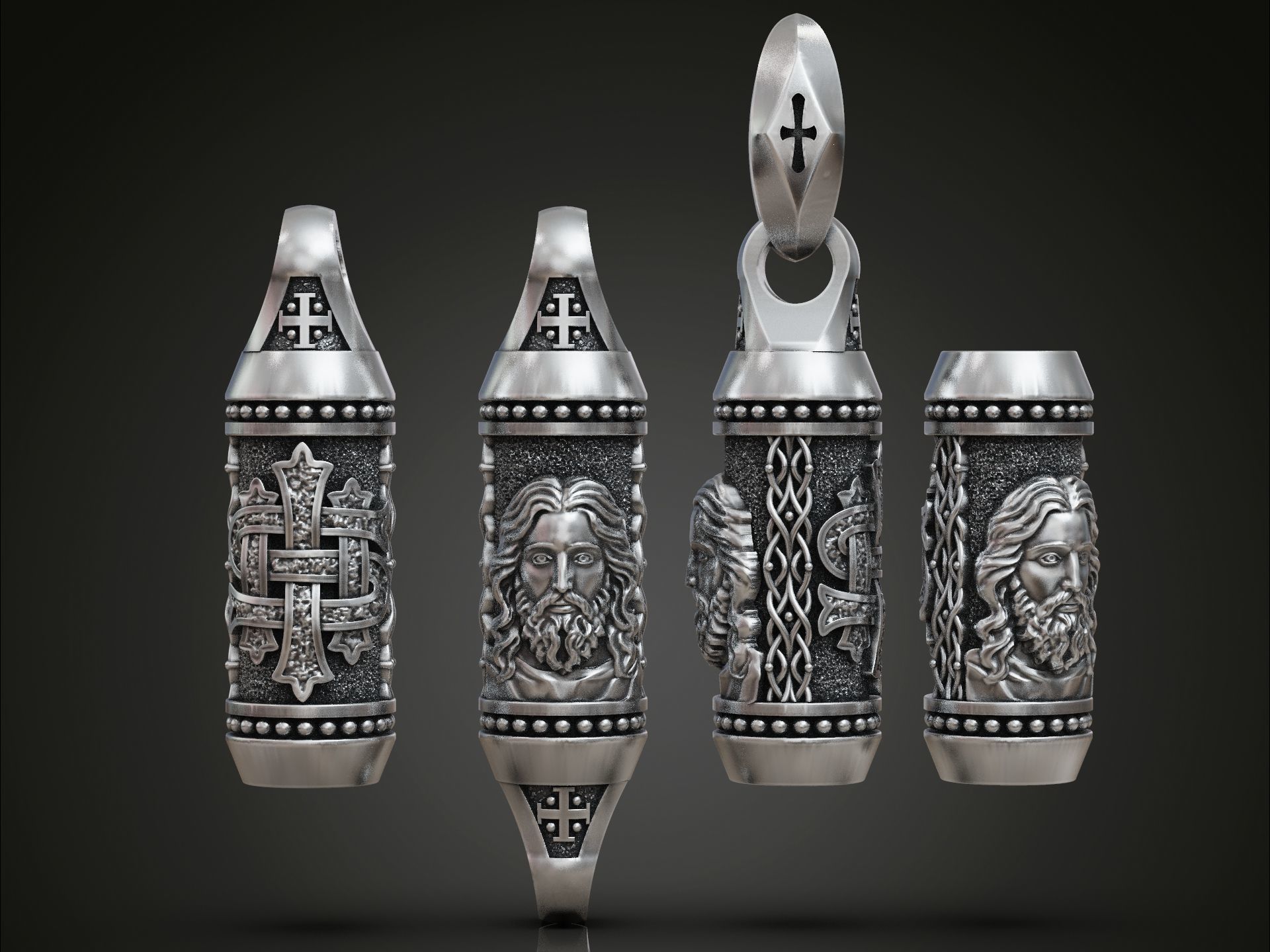 Rope bead tube  chain Jesus Christogram 3D print model_1