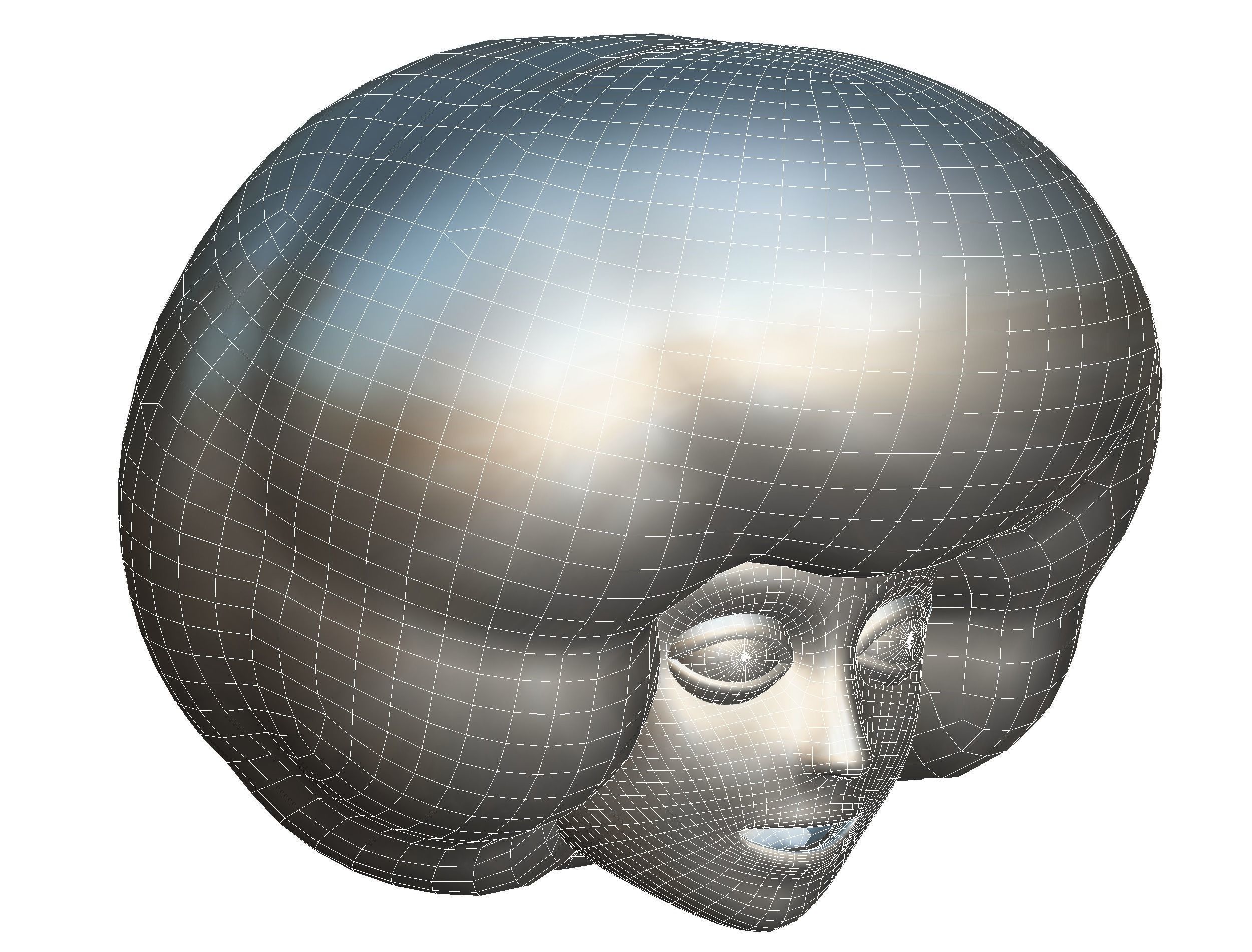 White Gray Afro Hair Cartoon Young Head Wig Low-poly 3D model_20