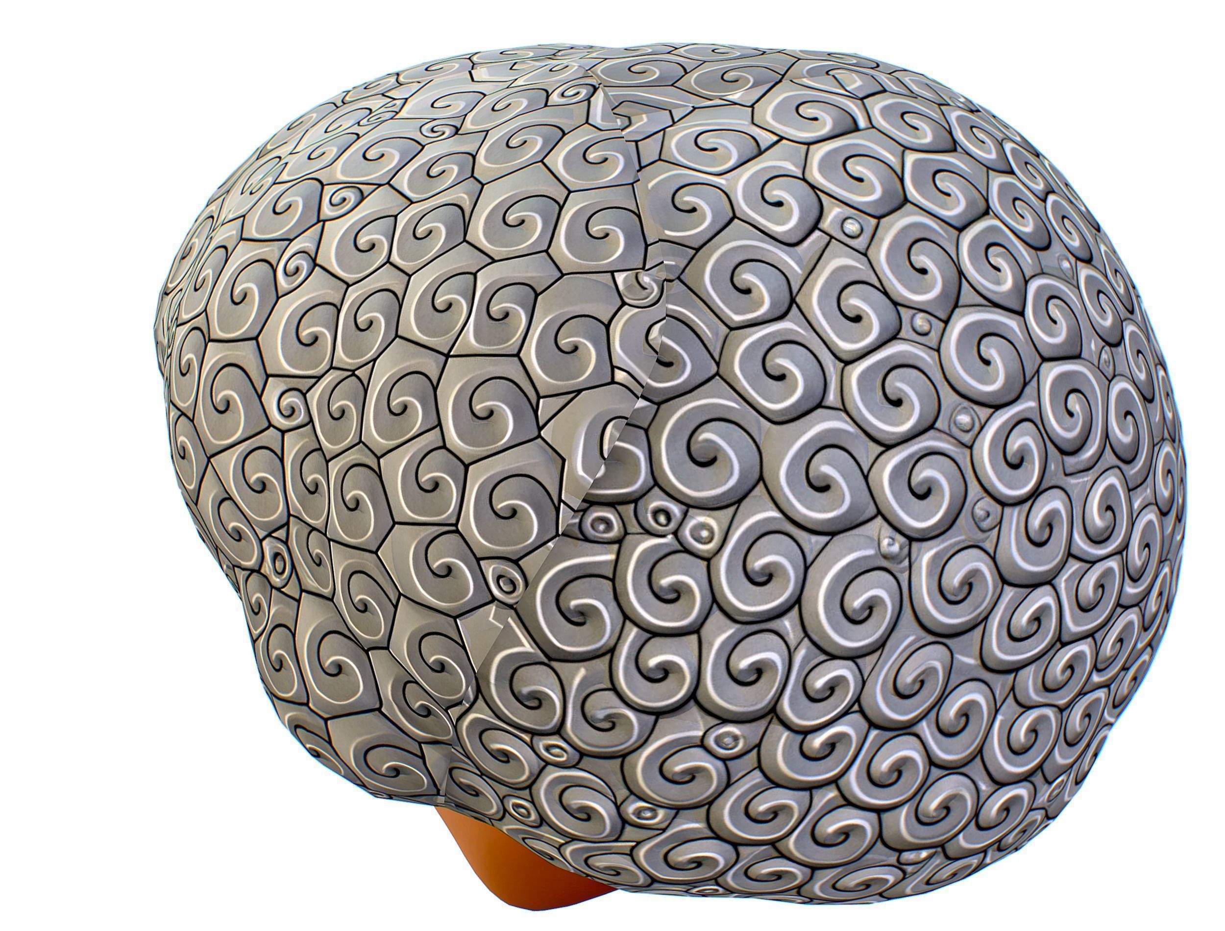 White Gray Afro Hair Cartoon Young Head Wig Low-poly 3D model_7