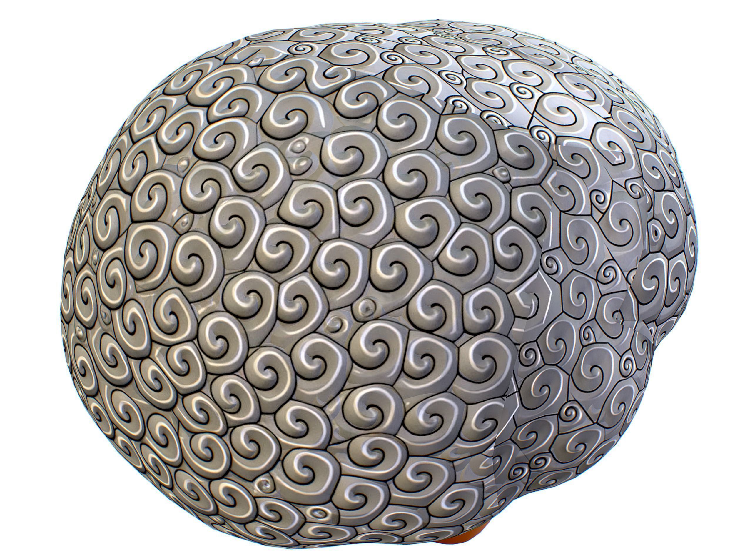 White Gray Afro Hair Cartoon Young Head Wig Low-poly 3D model_10