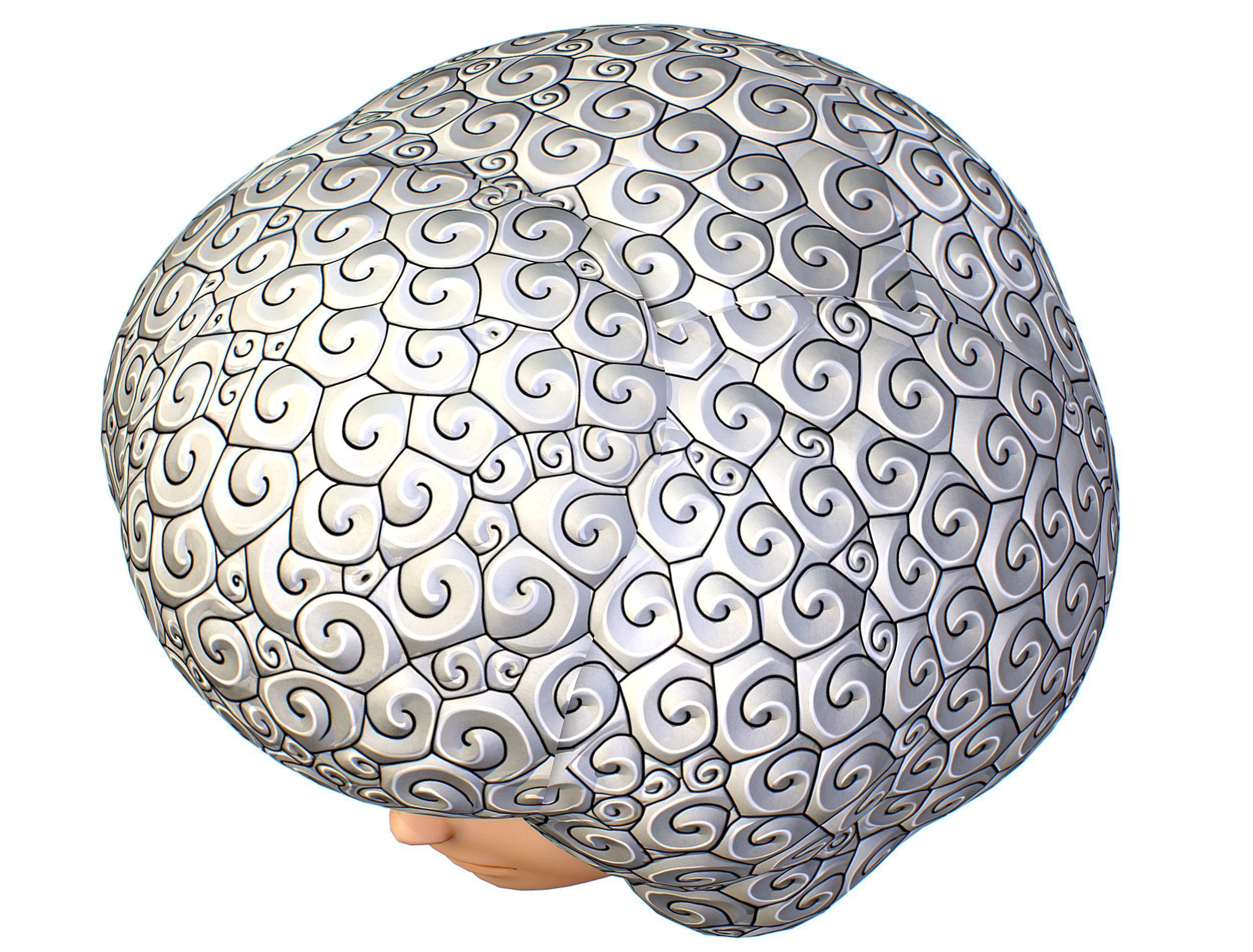 White Gray Afro Hair Cartoon Young Head Wig Low-poly 3D model_15