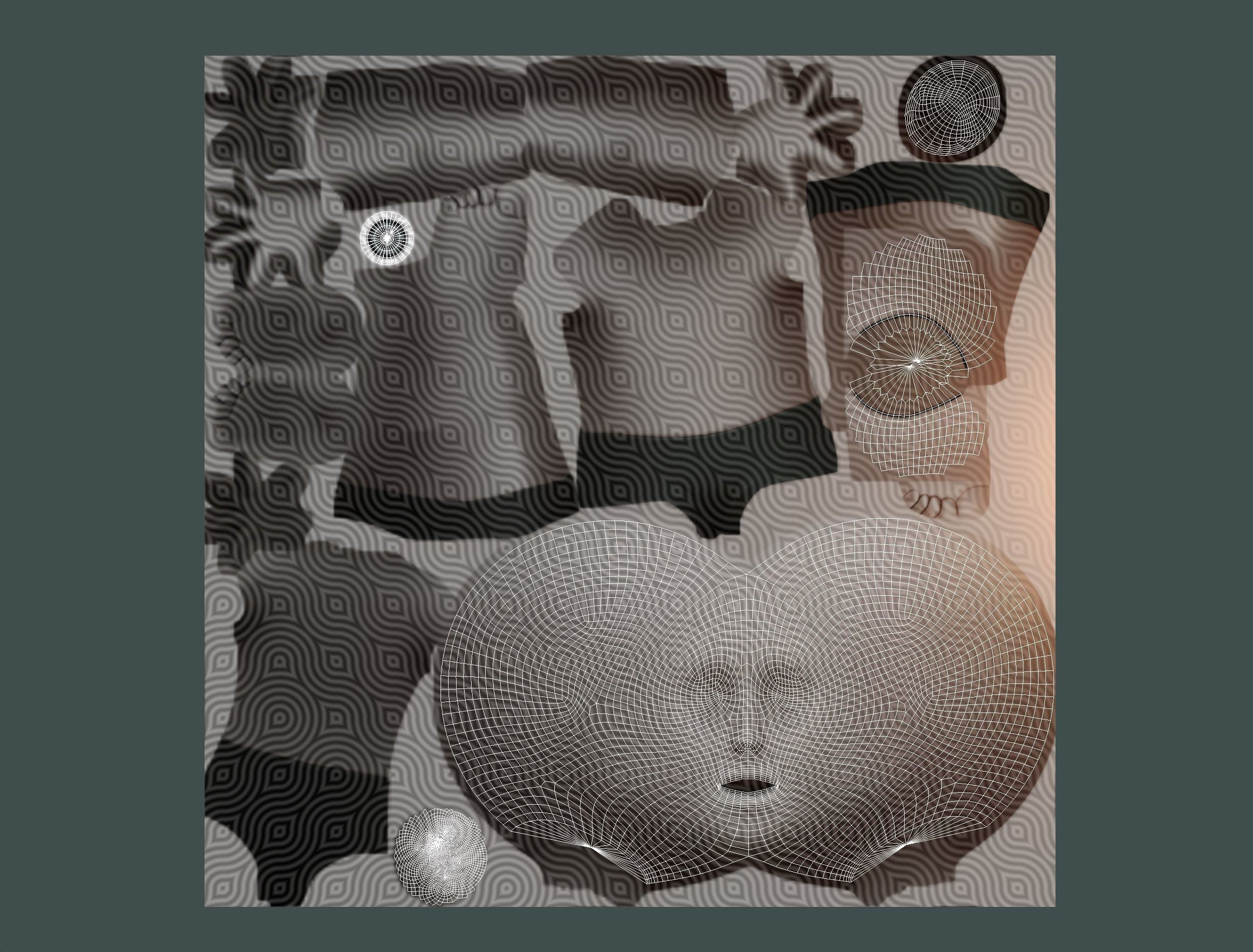 White Gray Afro Hair Cartoon Young Head Wig Low-poly 3D model_23