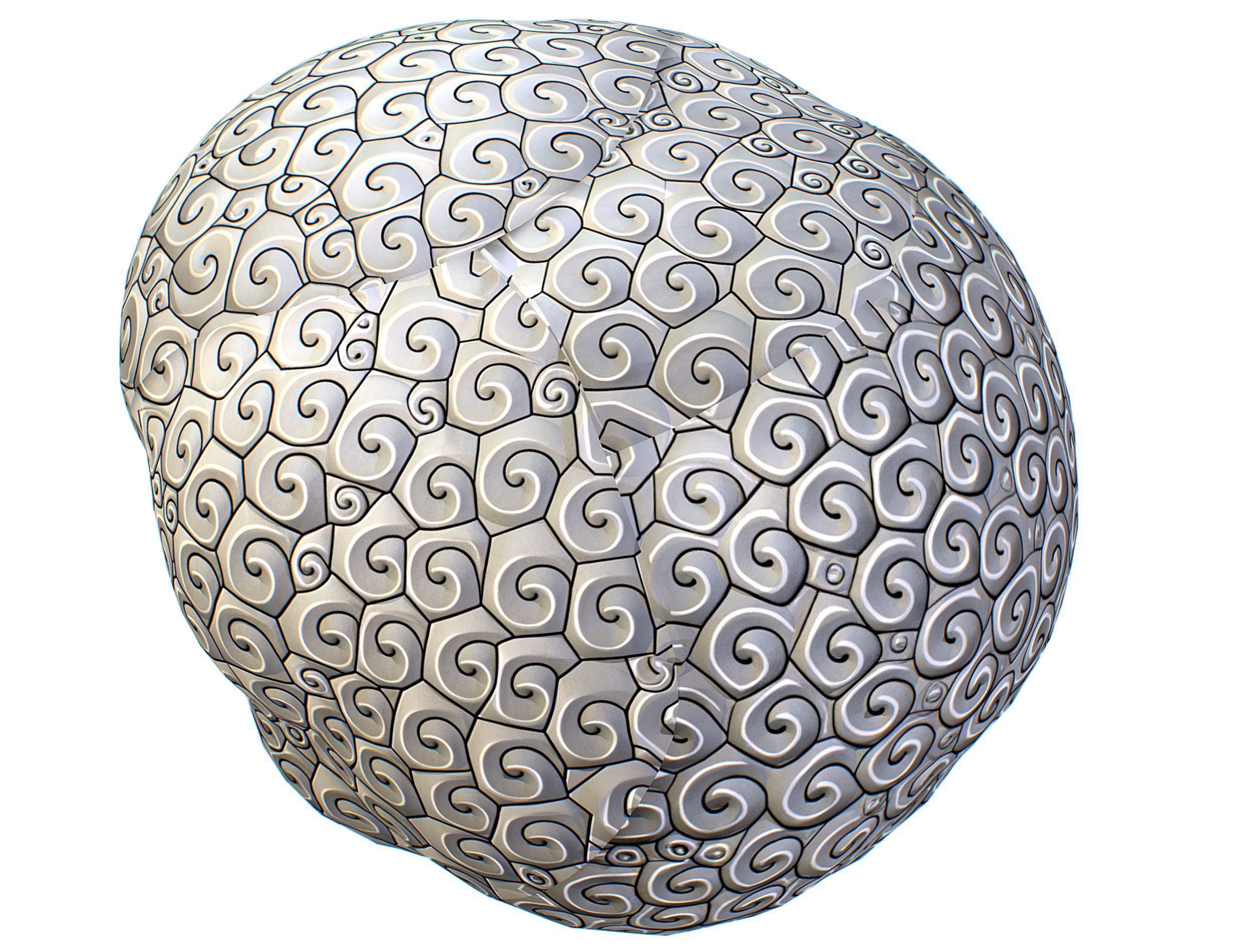 White Gray Afro Hair Cartoon Young Head Wig Low-poly 3D model_16