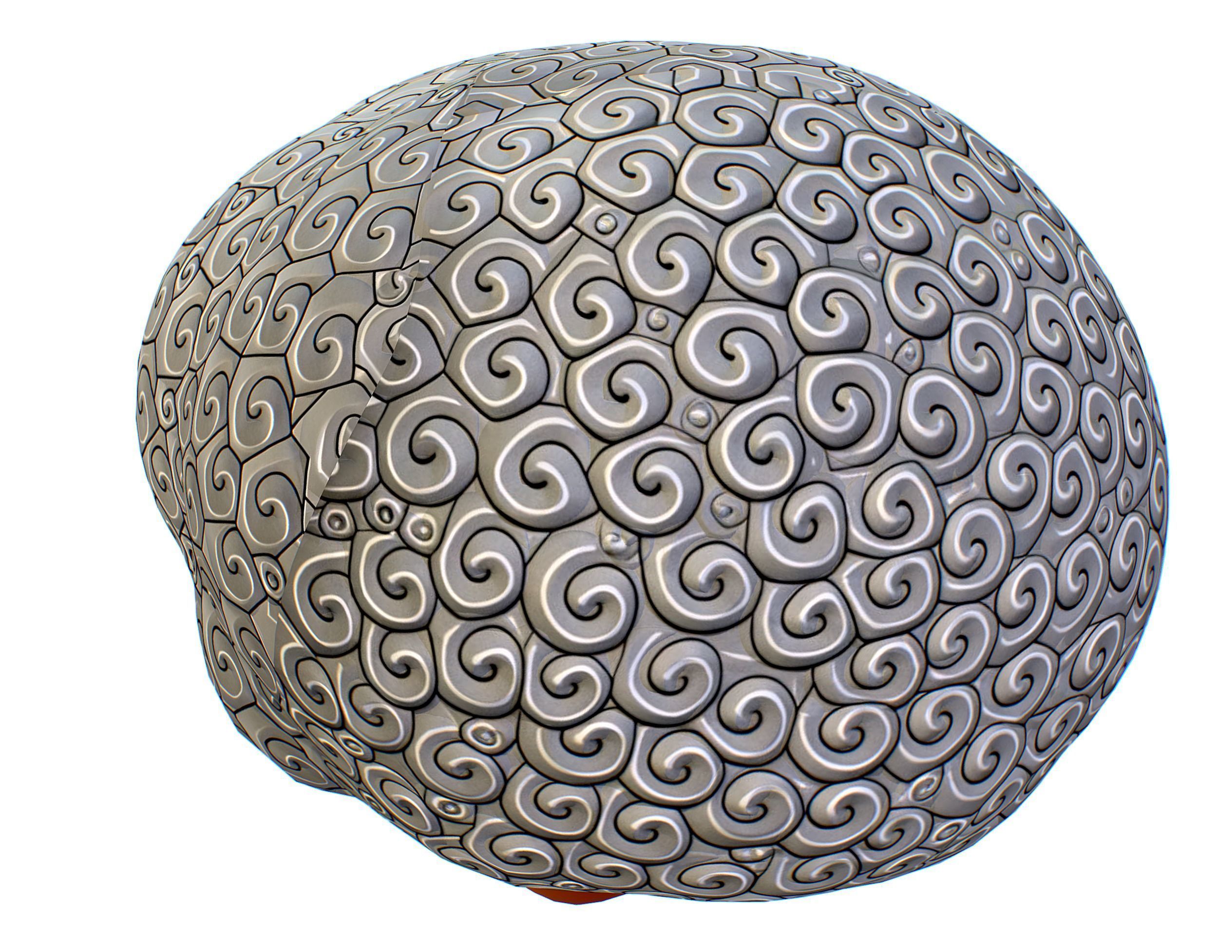 White Gray Afro Hair Cartoon Young Head Wig Low-poly 3D model_8