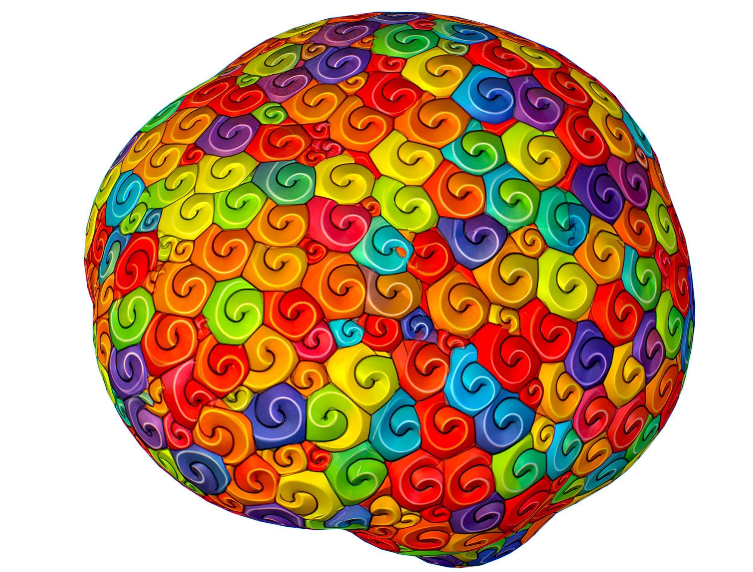 Stylized Afro Rainbow Hair Multicolor Hot Wig Low-poly 3D model_14