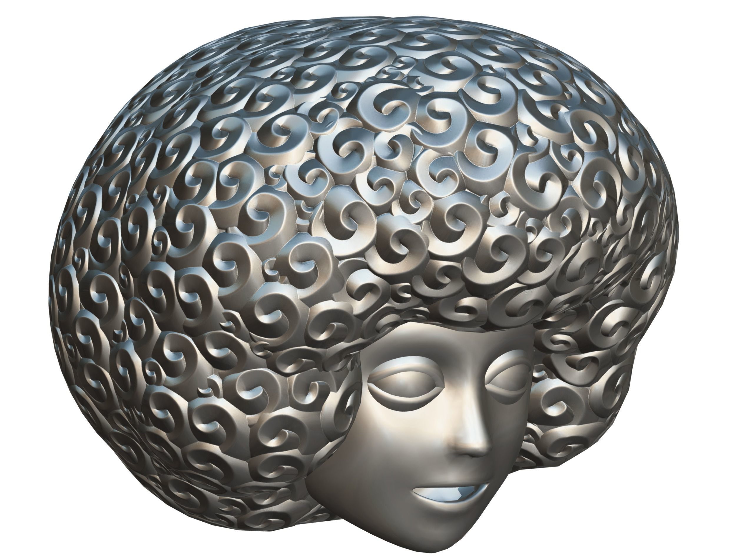 Stylized Afro Rainbow Hair Multicolor Hot Wig Low-poly 3D model_19