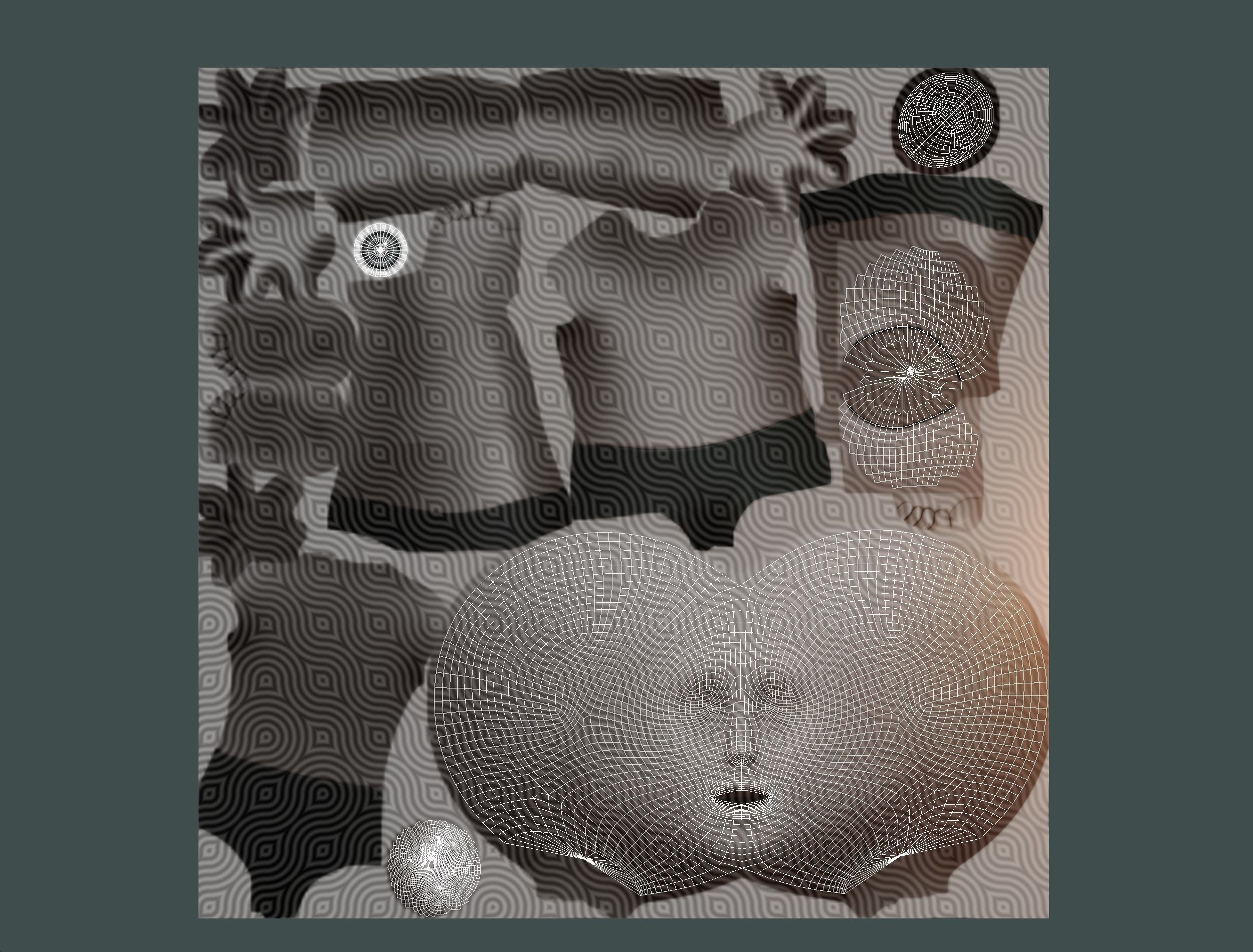 Stylized Afro Rainbow Hair Multicolor Hot Wig Low-poly 3D model_21