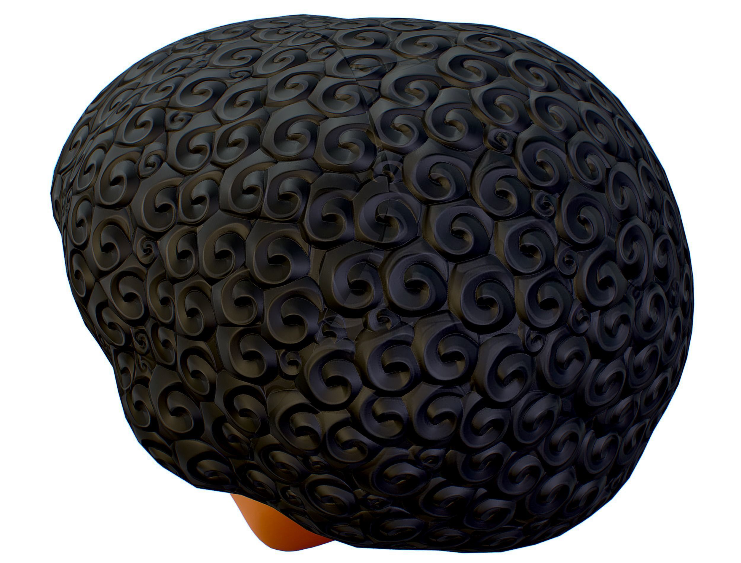 Black Afro Hair Cartoon Slylized Wig Low-poly 3D model_7