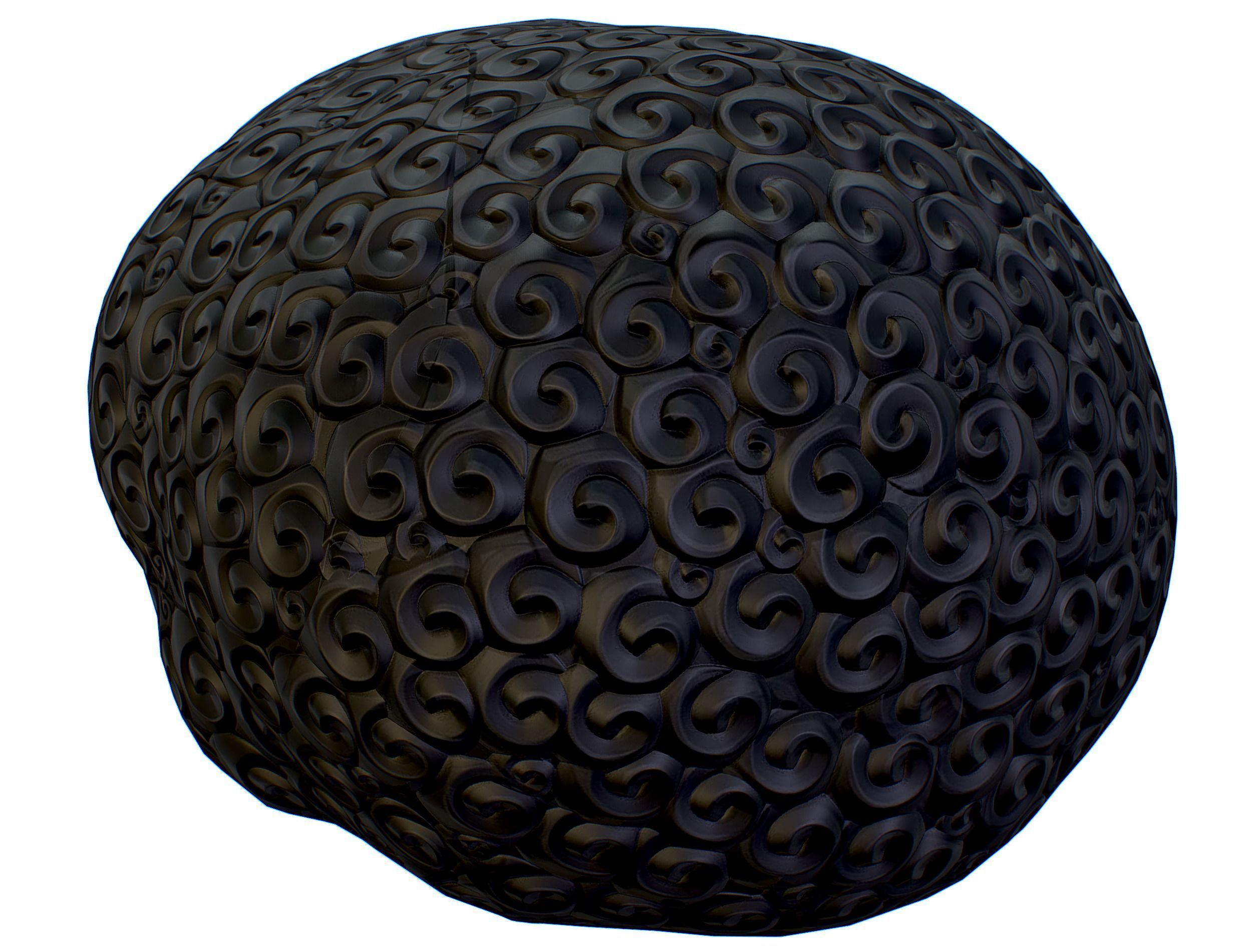 Black Afro Hair Cartoon Slylized Wig Low-poly 3D model_8