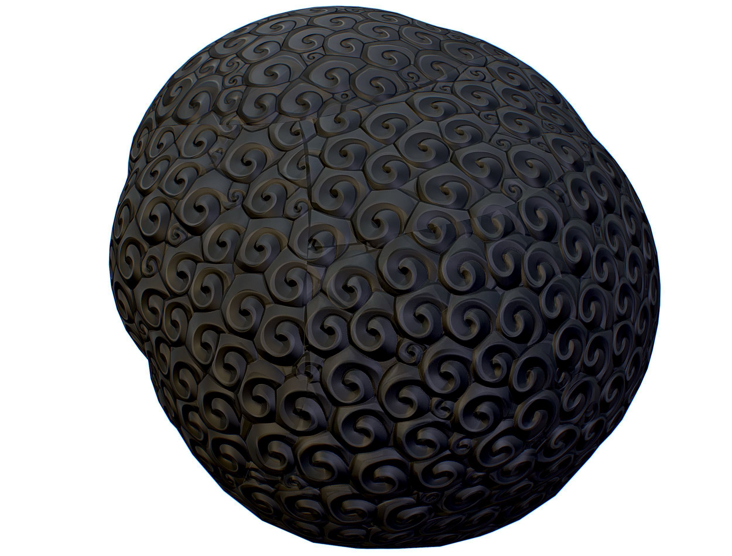 Black Afro Hair Cartoon Slylized Wig Low-poly 3D model_16