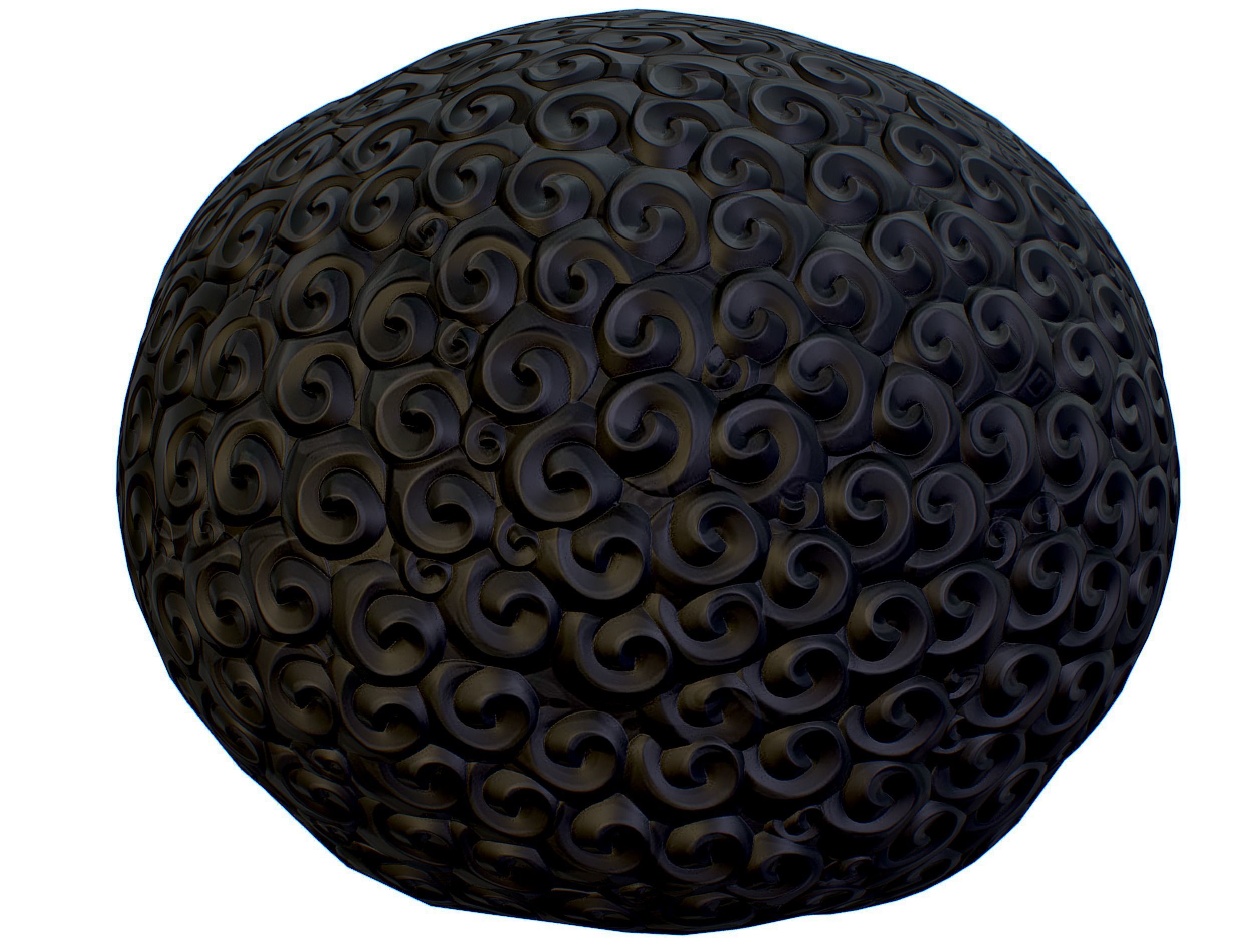 Black Afro Hair Cartoon Slylized Wig Low-poly 3D model_9