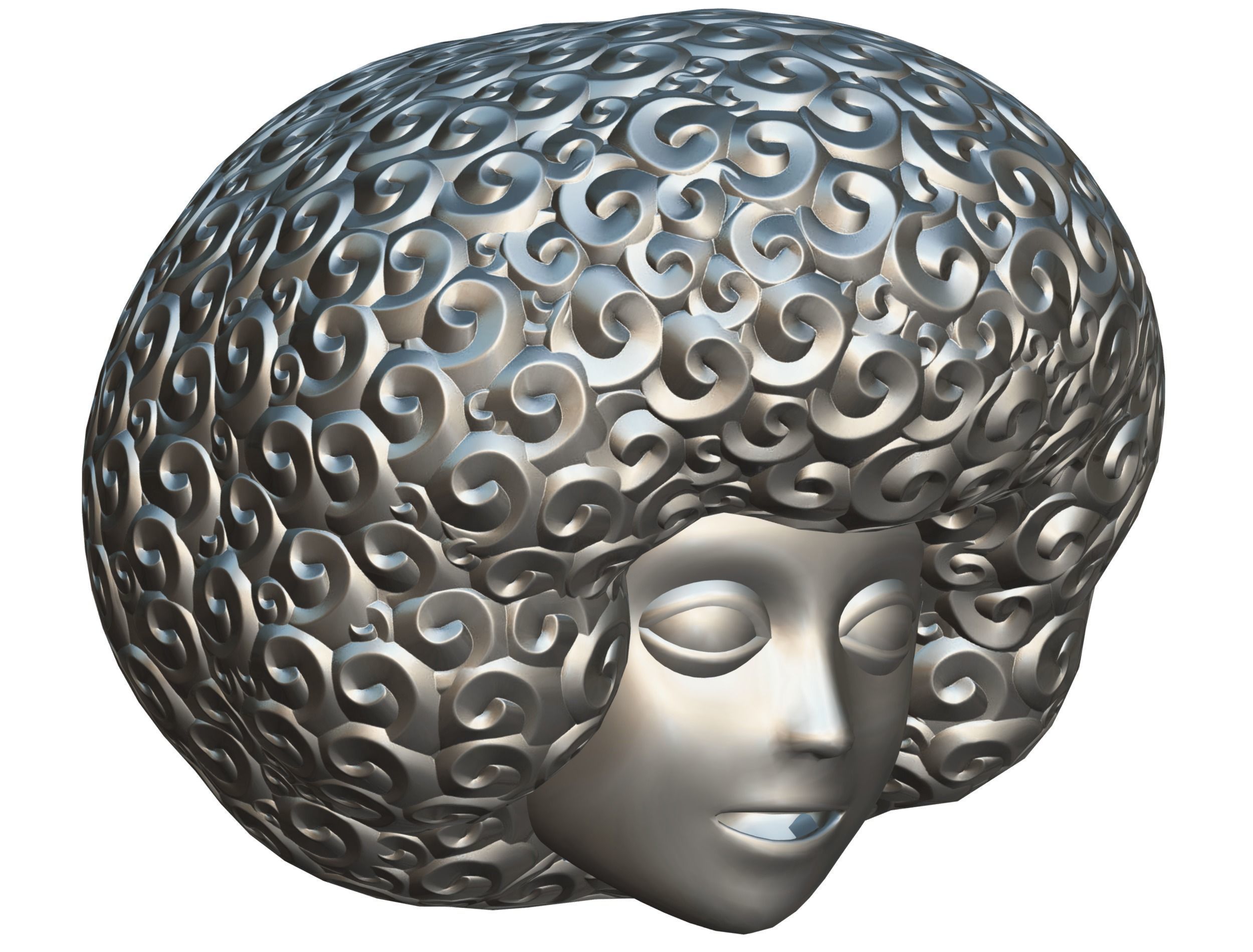 Black Afro Hair Cartoon Slylized Wig Low-poly 3D model_20