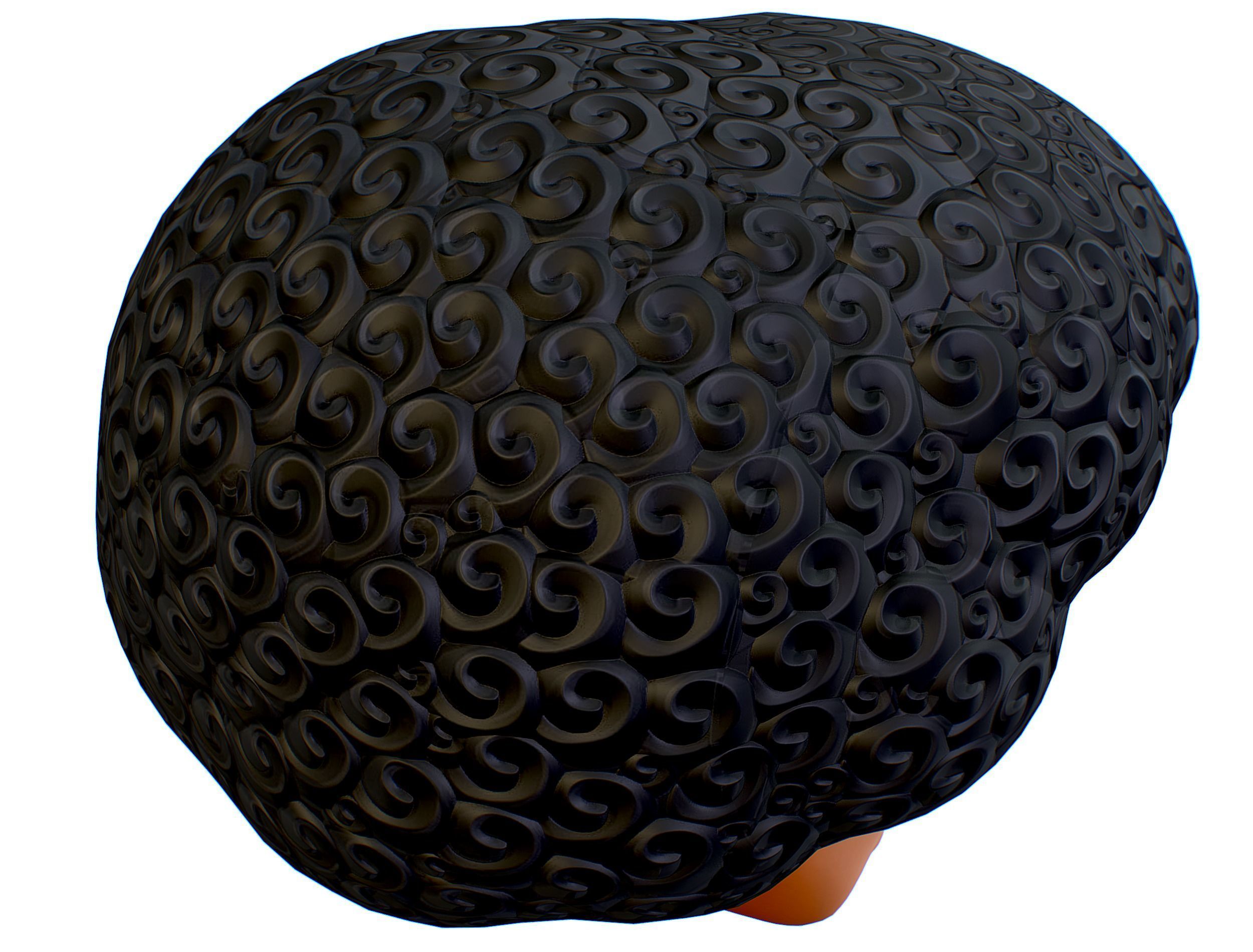 Black Afro Hair Cartoon Slylized Wig Low-poly 3D model_11