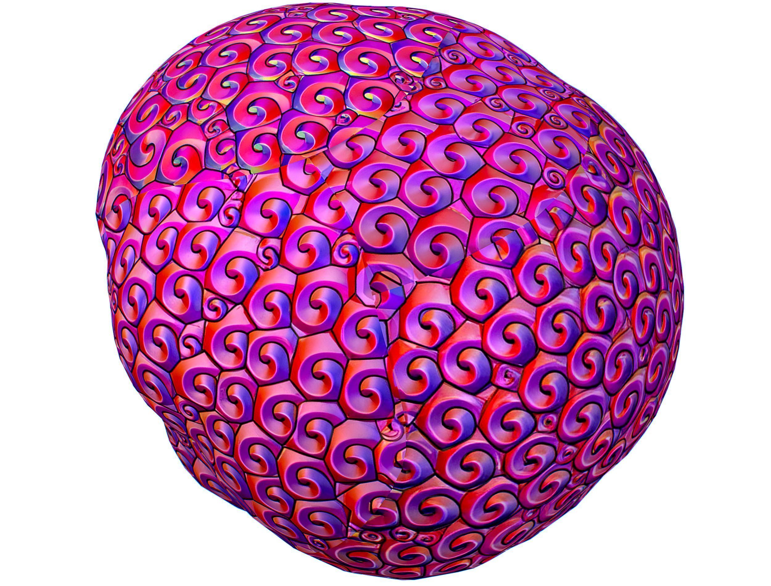 Stylized Afro Pink Neon Hair Multicolor Hot Wig Low-poly 3D model_16