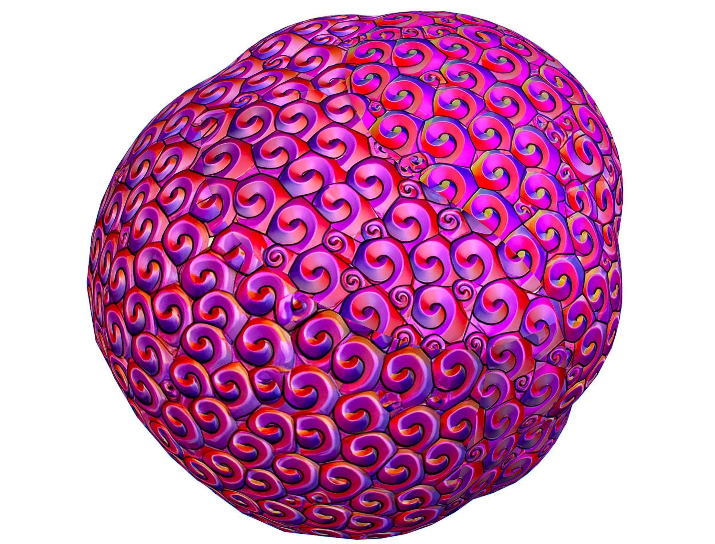 Stylized Afro Pink Neon Hair Multicolor Hot Wig Low-poly 3D model_17