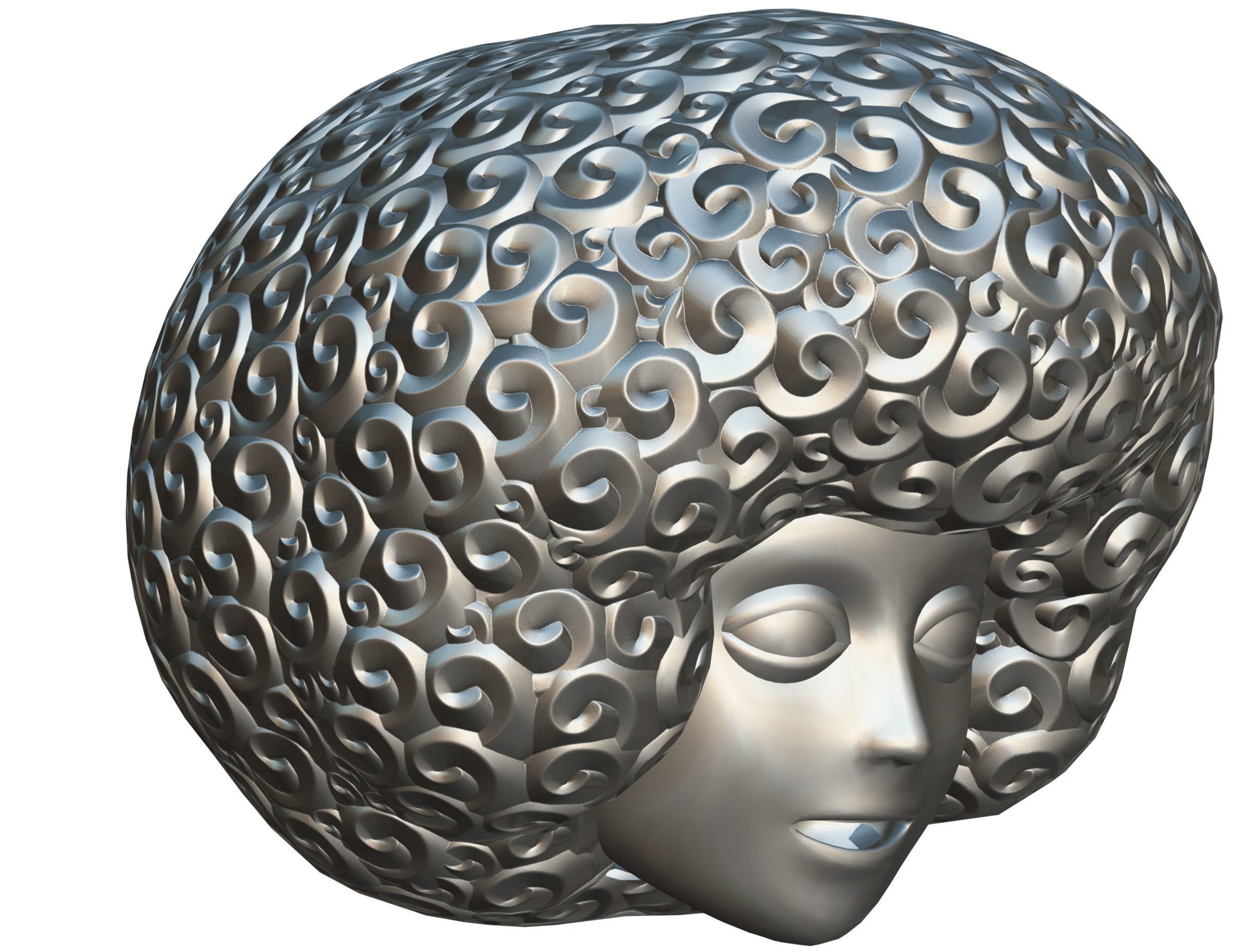 Stylized Afro Pink Neon Hair Multicolor Hot Wig Low-poly 3D model_20