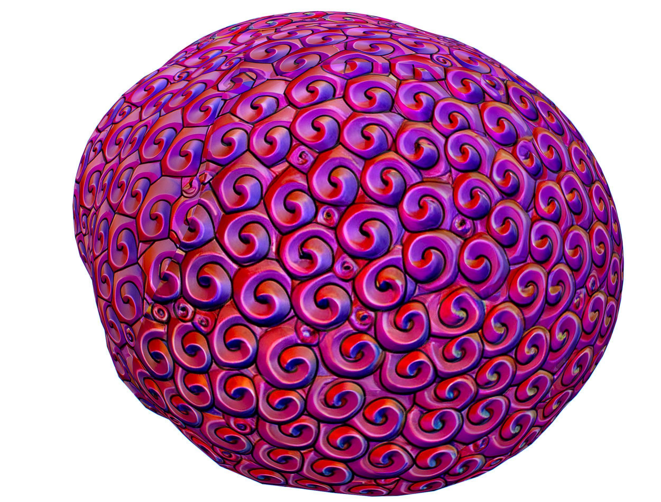 Stylized Afro Pink Neon Hair Multicolor Hot Wig Low-poly 3D model_8