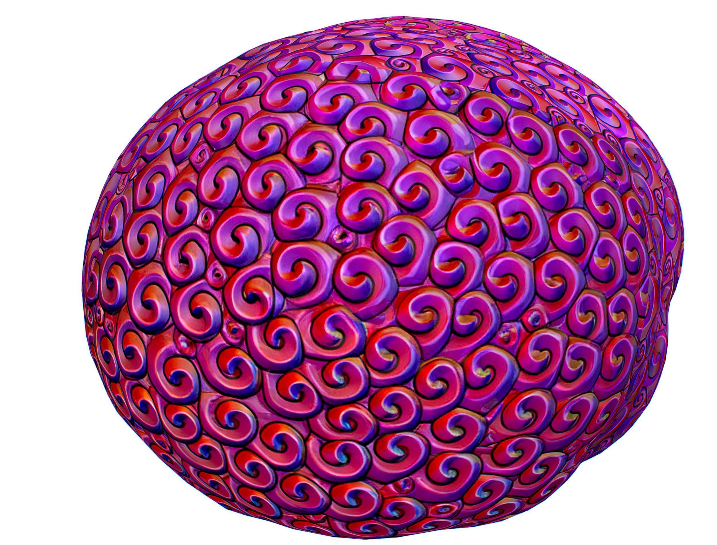 Stylized Afro Pink Neon Hair Multicolor Hot Wig Low-poly 3D model_9