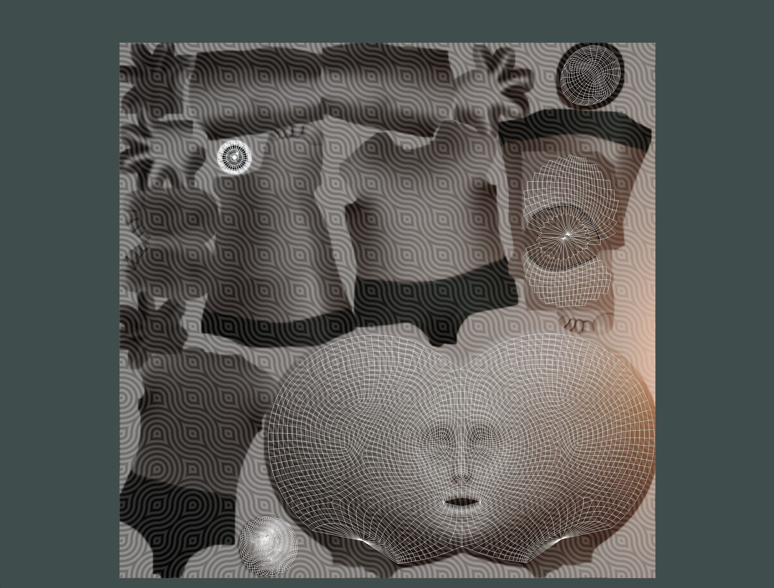 Stylized Afro Pink Neon Hair Multicolor Hot Wig Low-poly 3D model_22