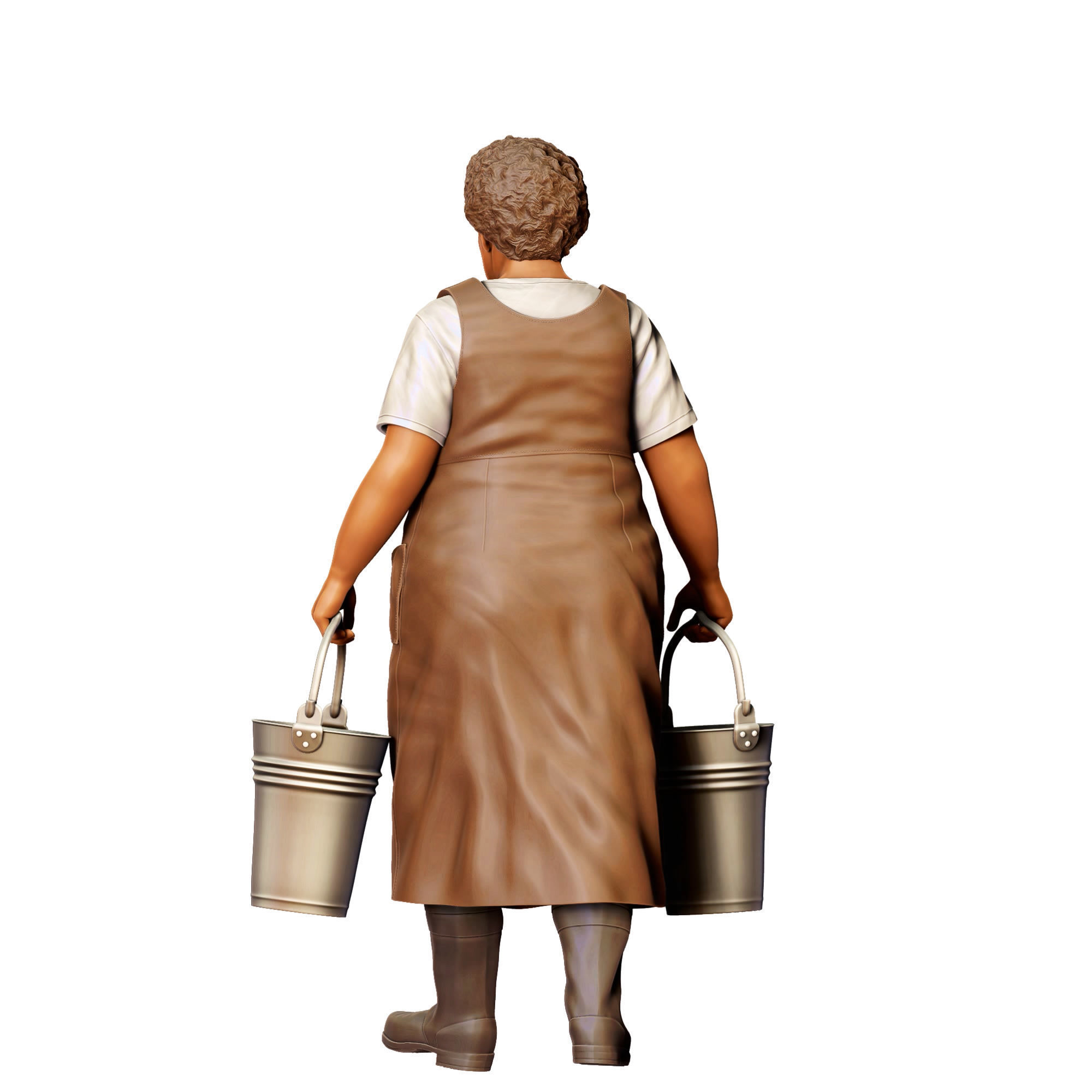 N4 Farmers woman carrying buckets 3D print model_13