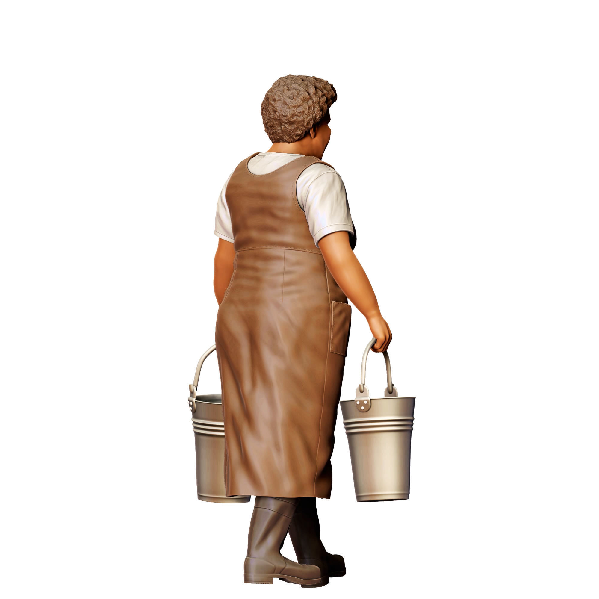 N4 Farmers woman carrying buckets 3D print model_9