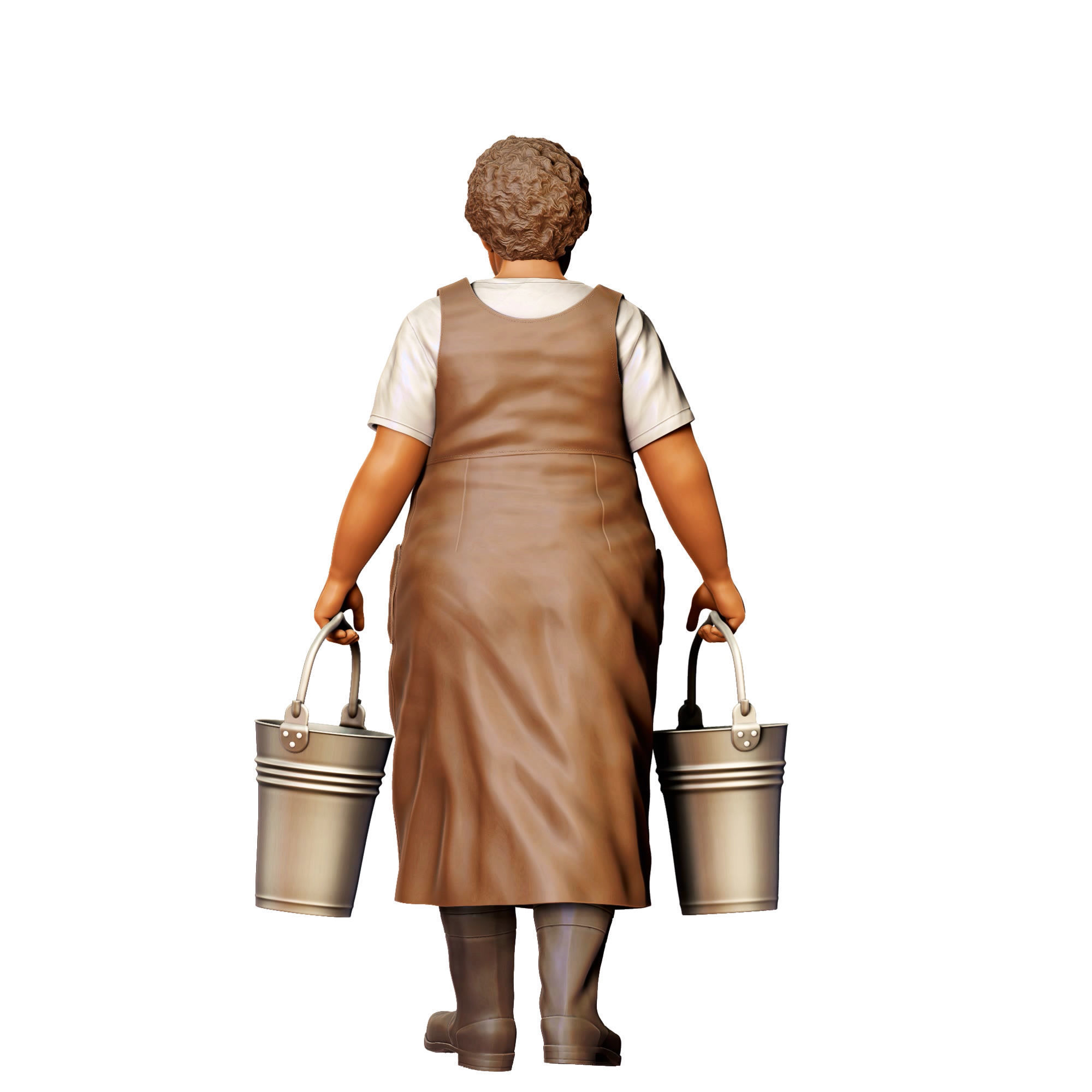N4 Farmers woman carrying buckets 3D print model_12