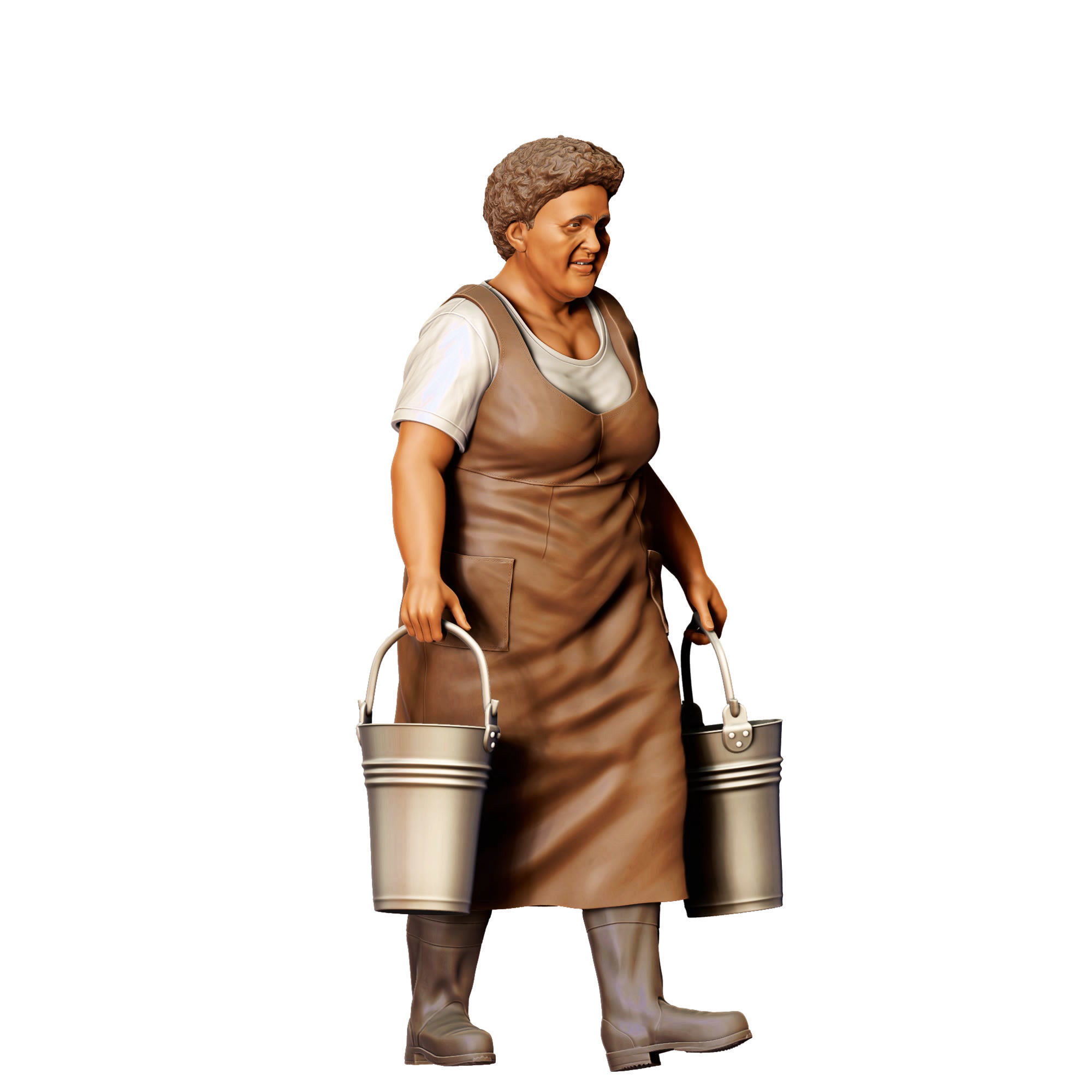 N4 Farmers woman carrying buckets 3D print model_3