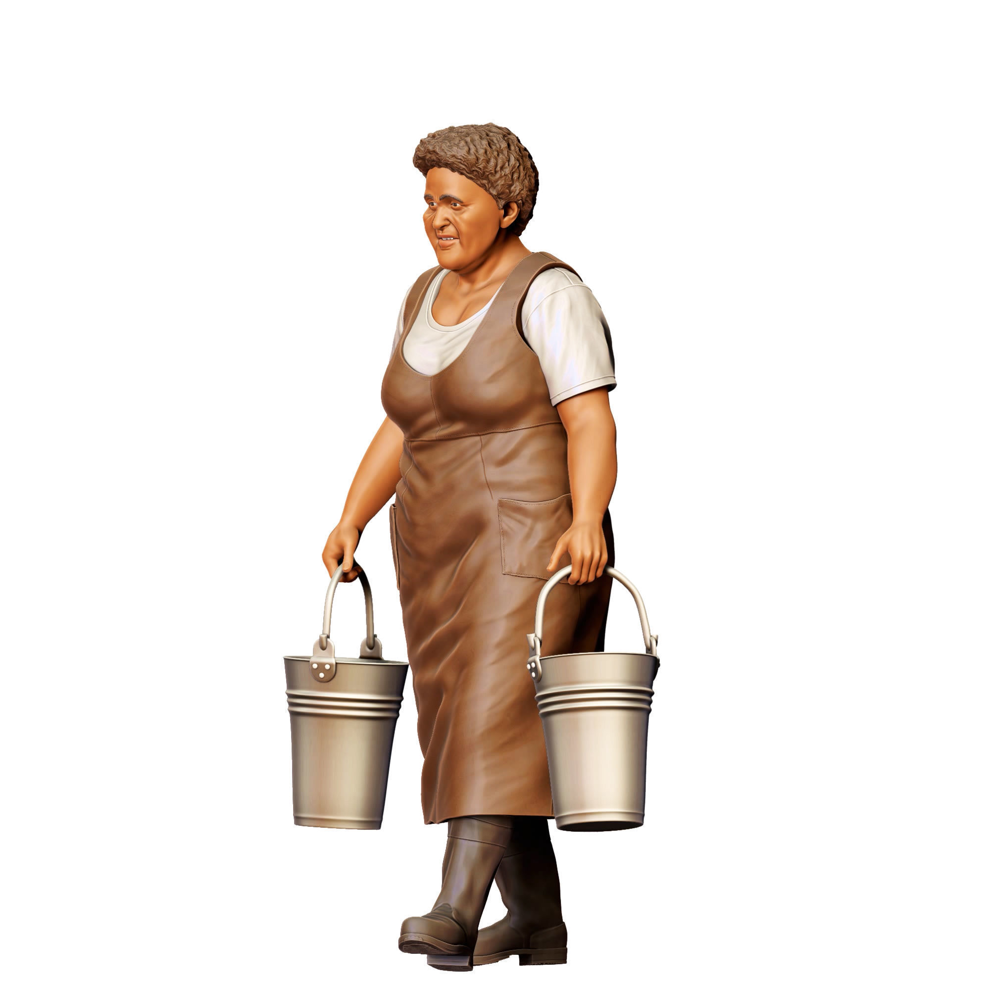 N4 Farmers woman carrying buckets 3D print model_21